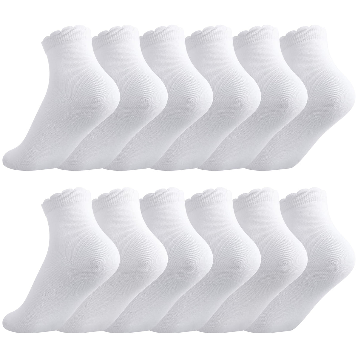 Jspupifip 6 Pairs Kids Girls Pink White Crew Athletic Socks Age 3-12 Years
