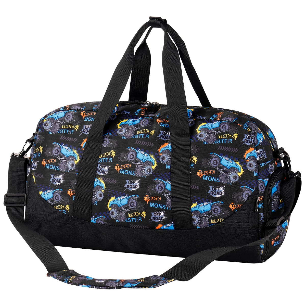 Choco Mocha Kids Duffle Bag, Boys Basketball Overnight Travel Bags for Weekender Kid with Shoes Compartment, Large Sleepover Bag for Gym Blue