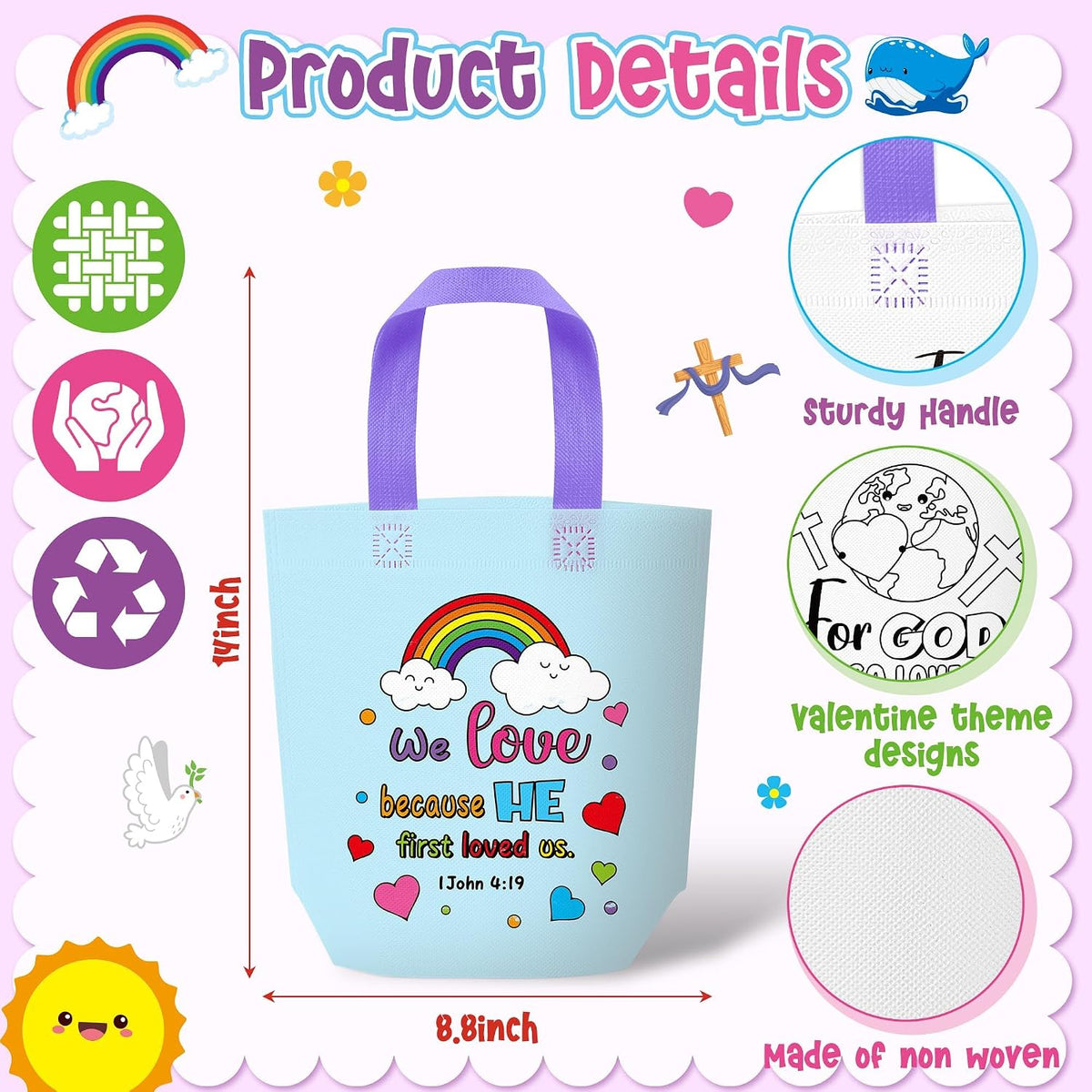 24Pcs Cartoon Coloring Goodie Bags for Kids Party Favor Classroom Reward