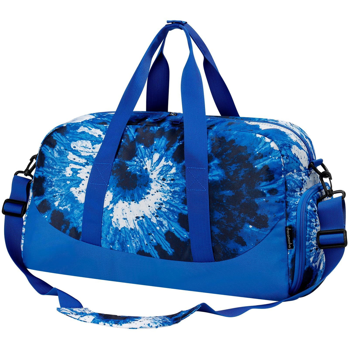 Choco Mocha Kids Duffle Bag, Boys Basketball Overnight Travel Bags for Weekender Kid with Shoes Compartment, Large Sleepover Bag for Gym Blue