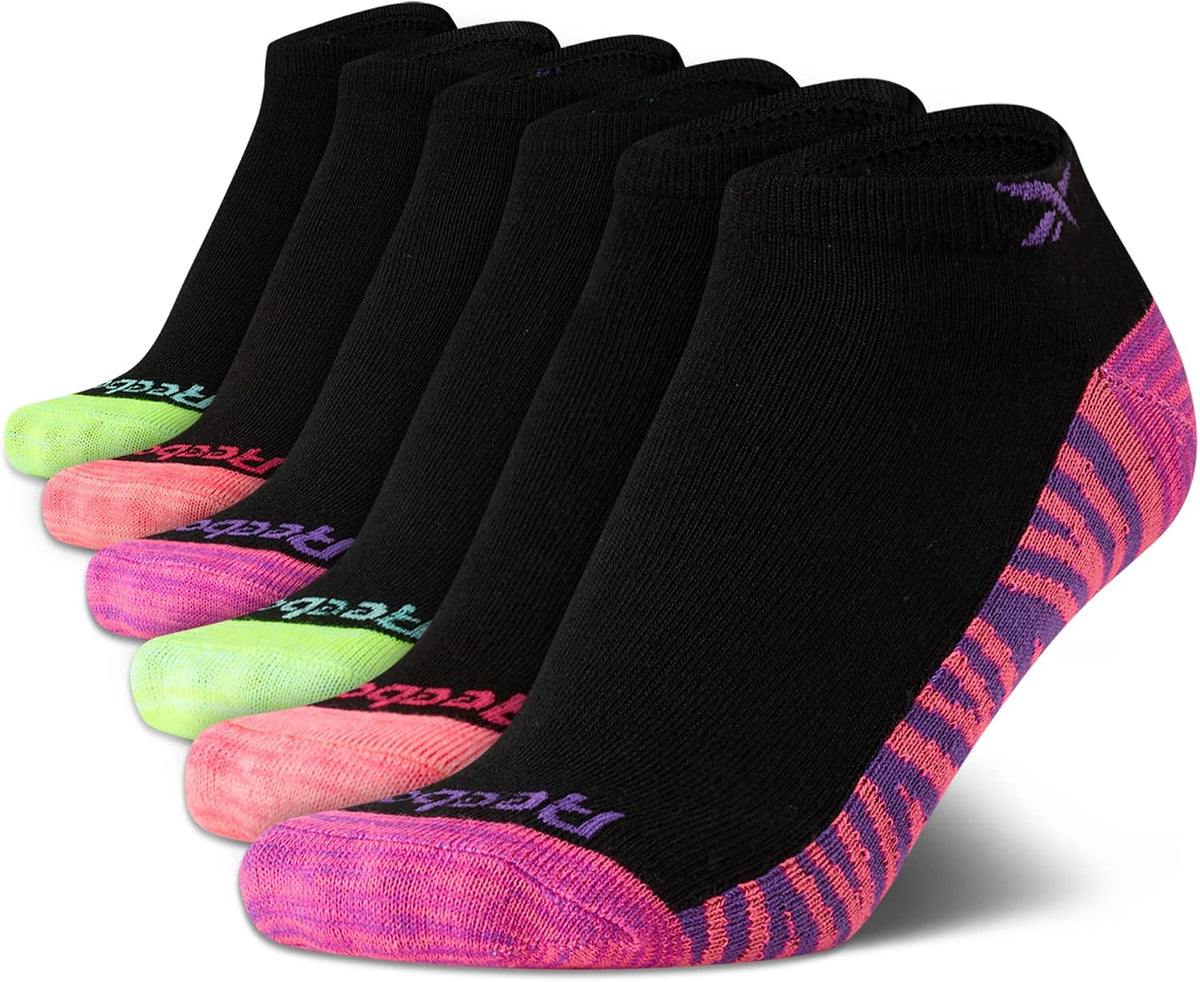 Reebok Girls Low Cut Socks 6 Pack Lightweight Performance Athletic Socks