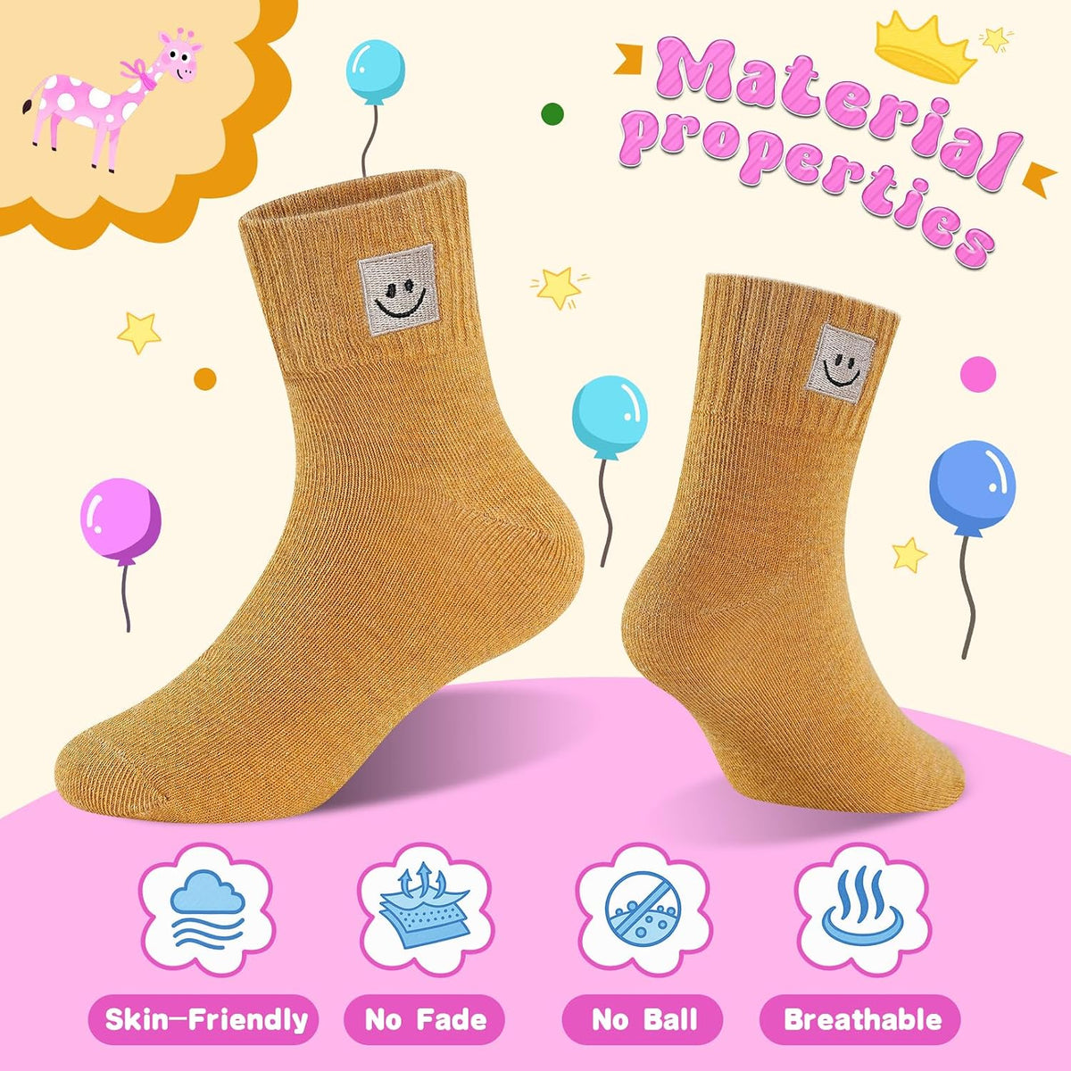 100% Cotton Ankle Socks for Girls,Athletic Cute Socks