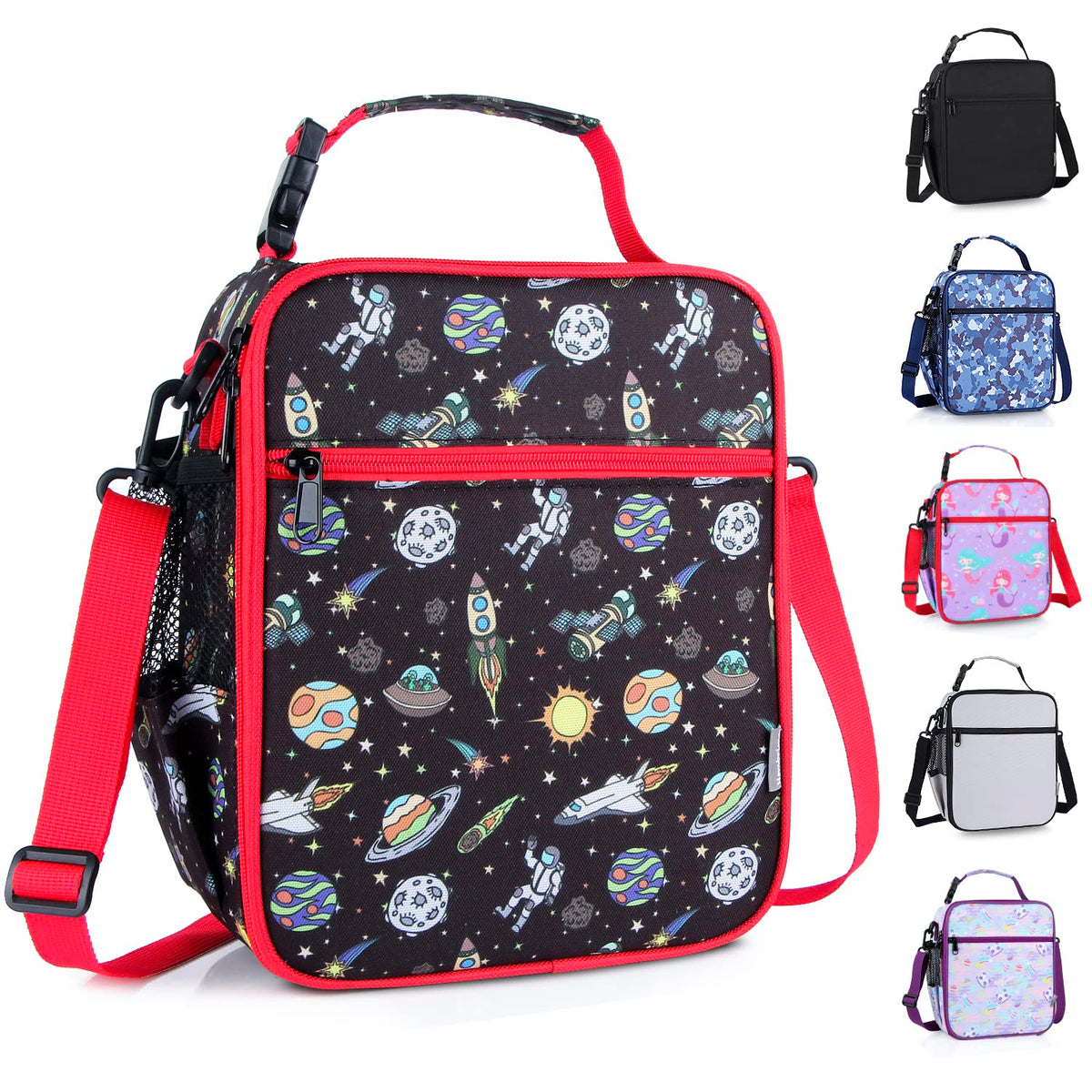 Kids Insulated Lunch Box Bag, Thermal Picnic Cool Bags with Adjustable Strap for Adults Children Women Men Boys Girls School Work (CAM-Blue)