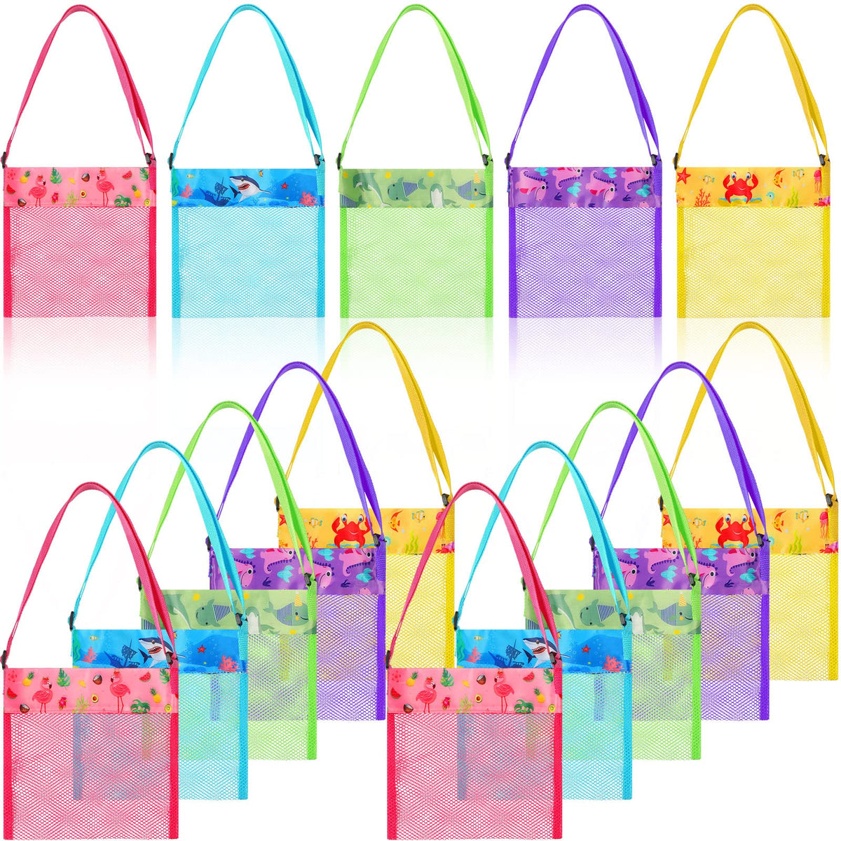 Frienda 15 Pack Mesh Beach Tote Bag