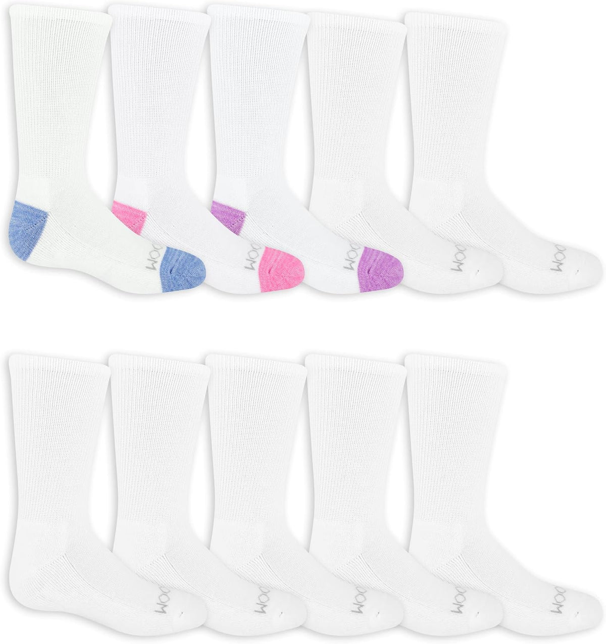 Fruit of the Loom Girls' Everyday Lightweight Sport Crew Socks (10 Pack)