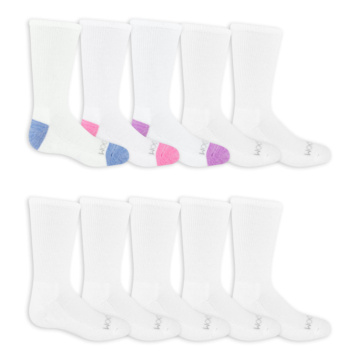Fruit of the Loom Girls' Everyday Lightweight Sport Crew Socks (10 Pack)