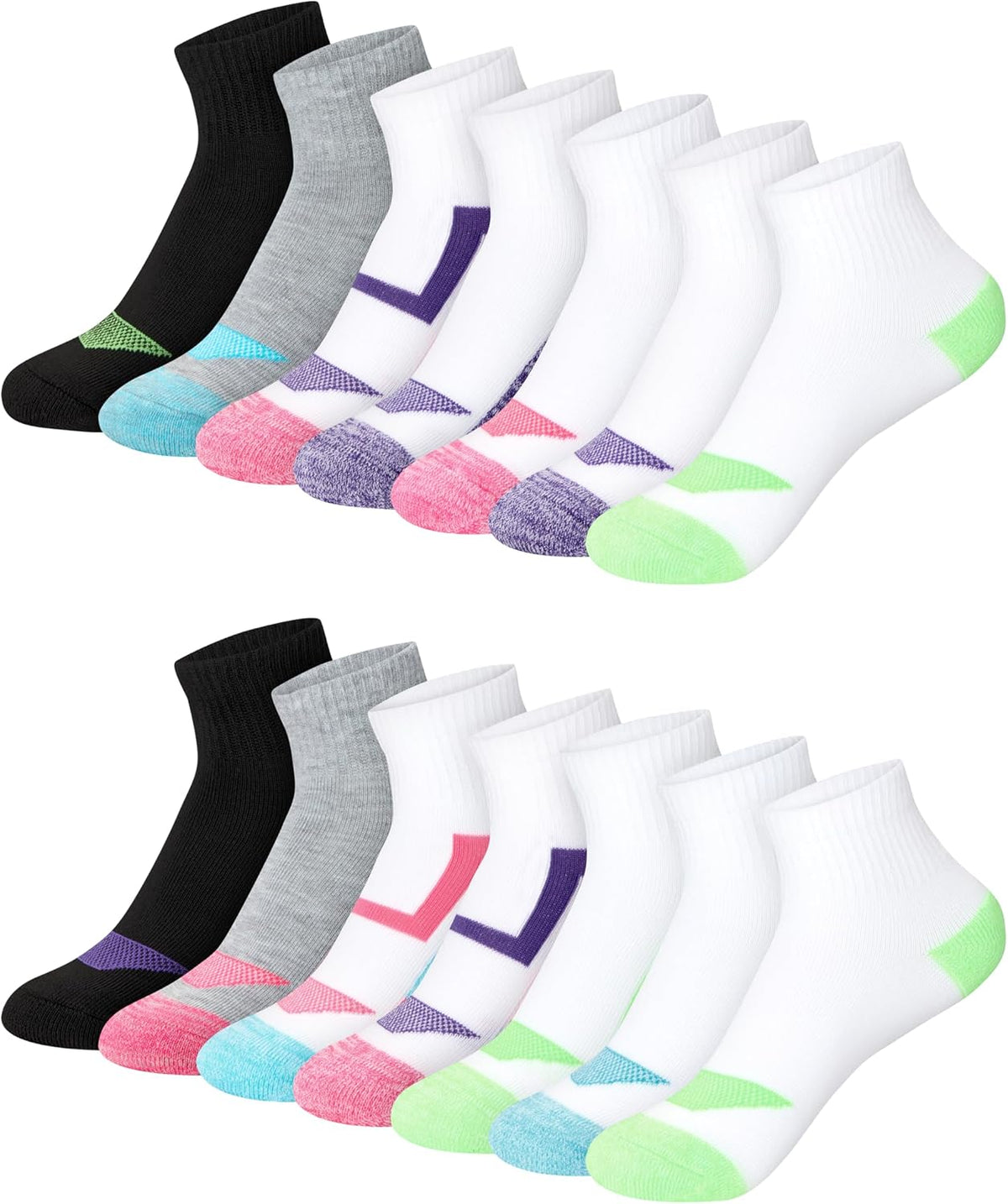 Hanes Girls' Socks, Cool Comfort Moisture-wicking Socks, Ankle & No Show, Ez Sort, Multi Pack