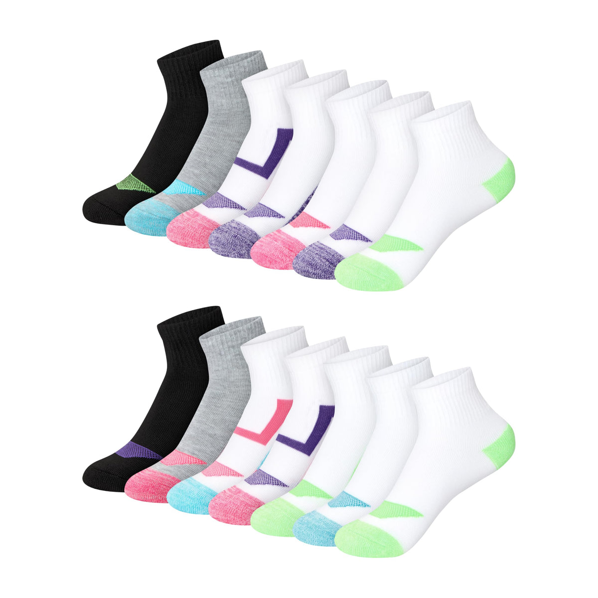 Hanes Girls' Socks, Cool Comfort Moisture-wicking Socks, Ankle & No Show, Ez Sort, Multi Pack