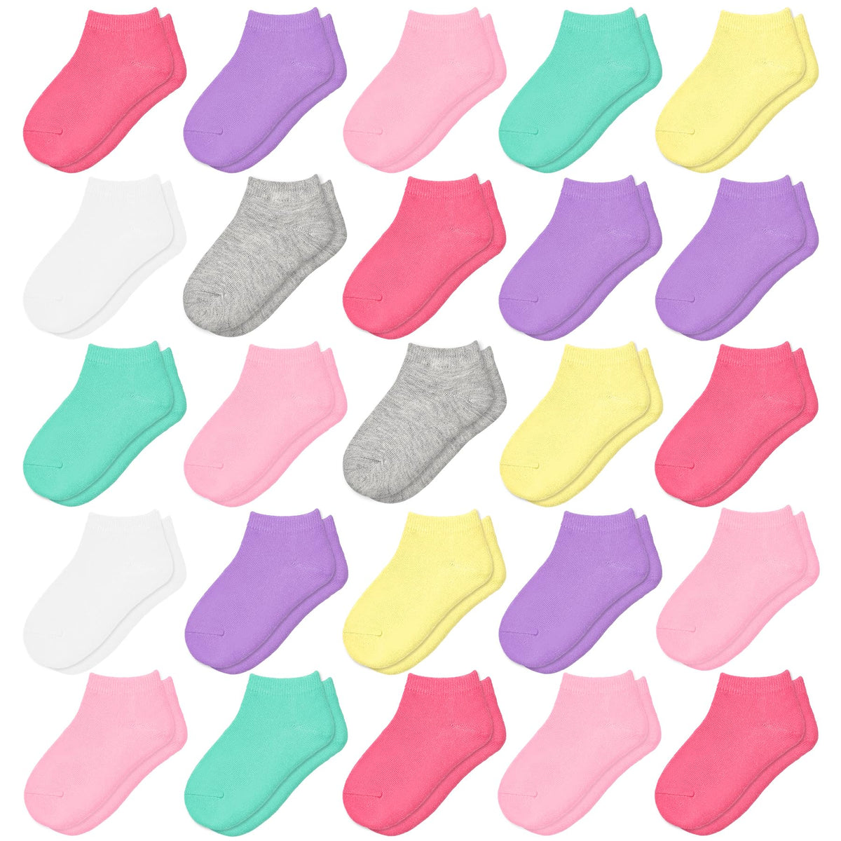 25 Pairs Toddler Girls Ankle Socks Soft Low Cut for Kids Aged 1-14