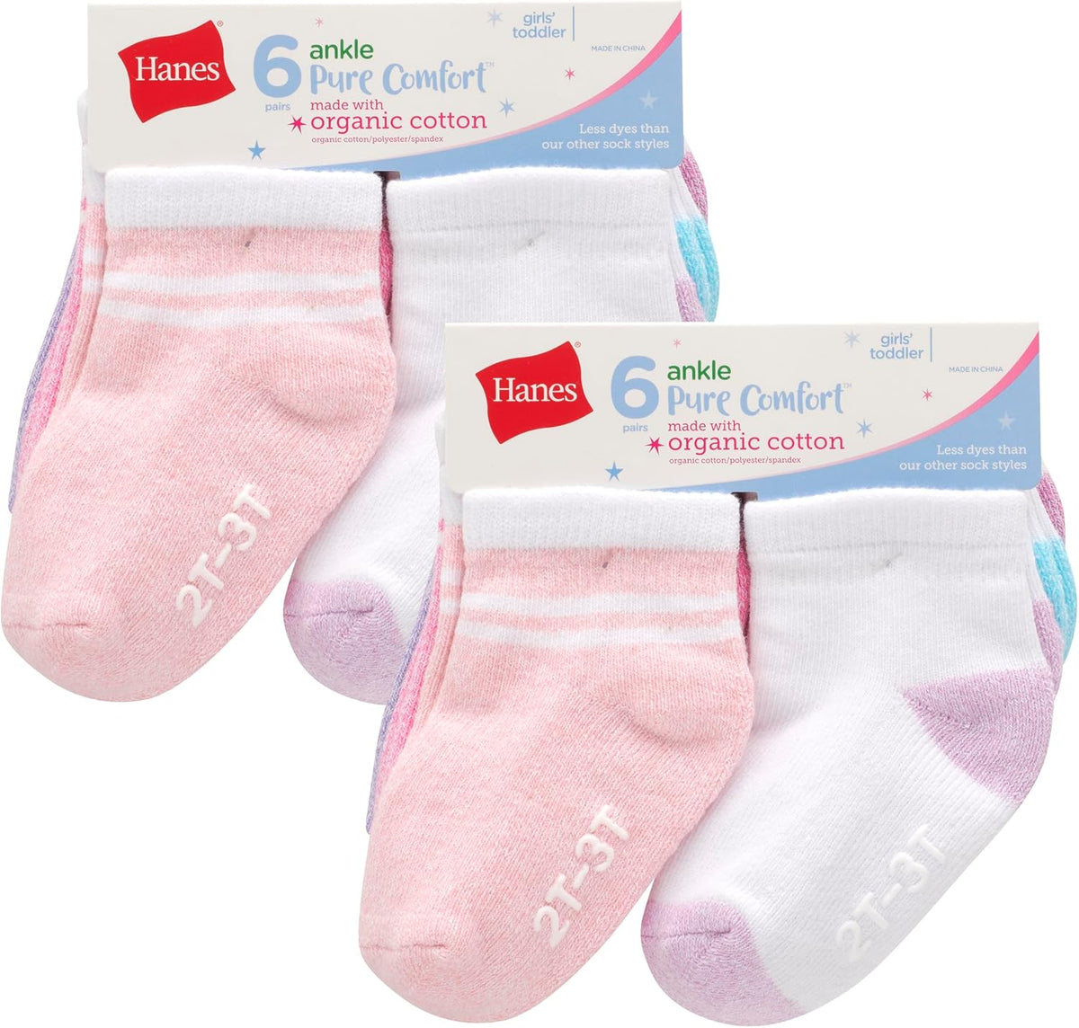 Hanes Baby Ankle and Low Cut Socks, 12-pack, Pure Comfort Socks for Infant & Toddler Girls and Boys - Organic Cotton Blend