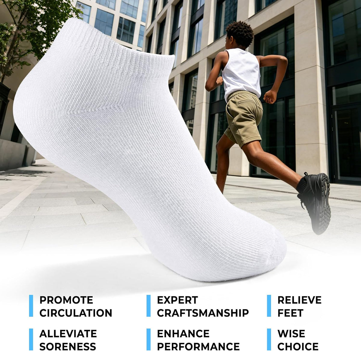 BOOPH 15Pcs Kids Socks for Boys Girls Cushion Low Cut Athletic Ankle Socks