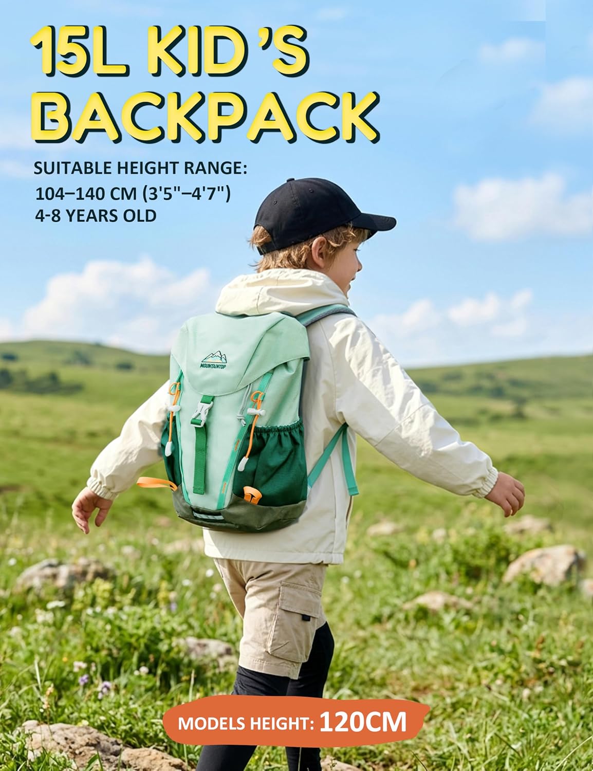 MOUNTAINTOP 15L Kids Backpack for Boys & Girls 5-8,Children´s Bag