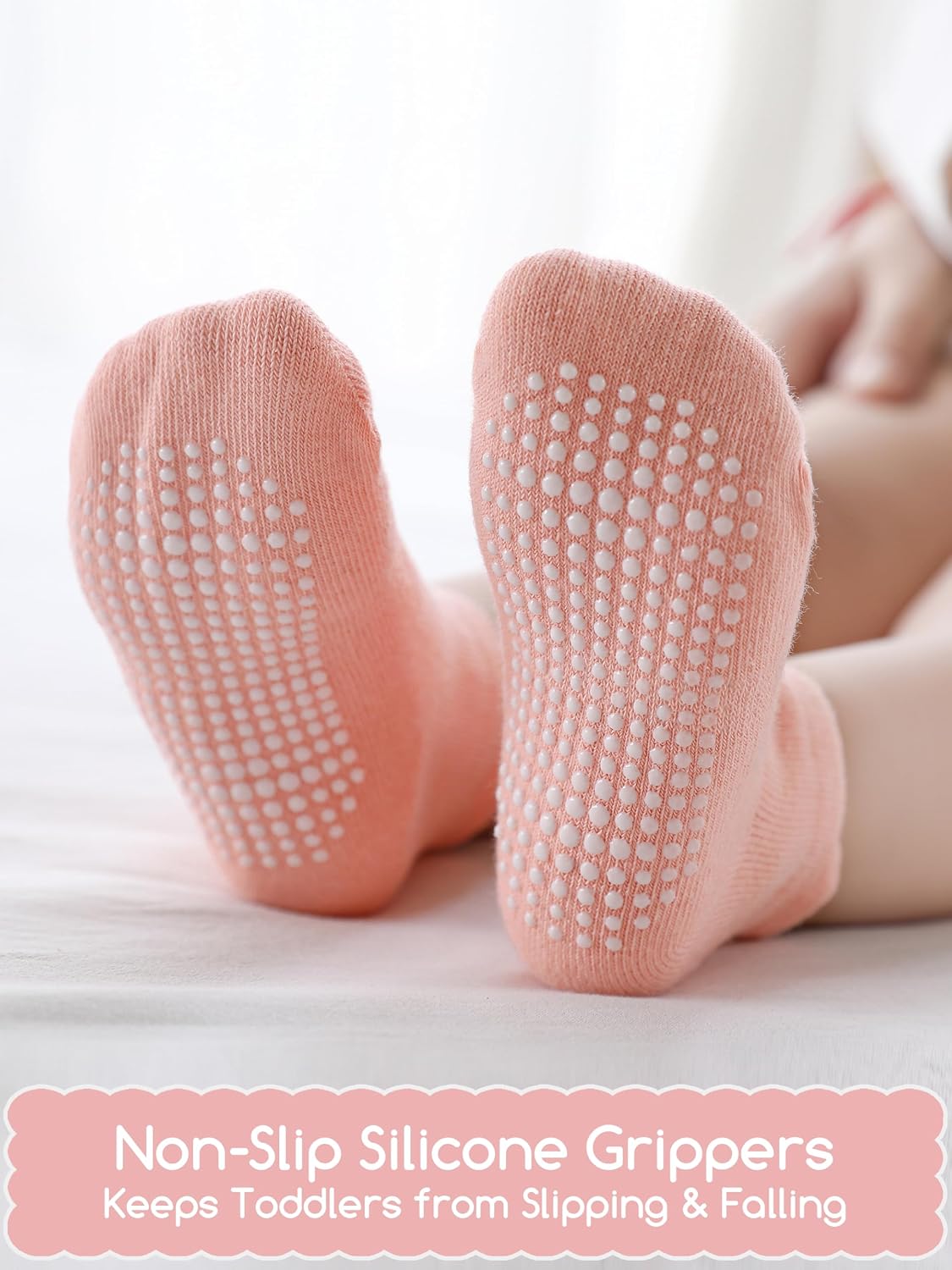 Aroveea Toddler Socks Non Slip Grip Baby Girls Kids Ankle Cute 12 Pack