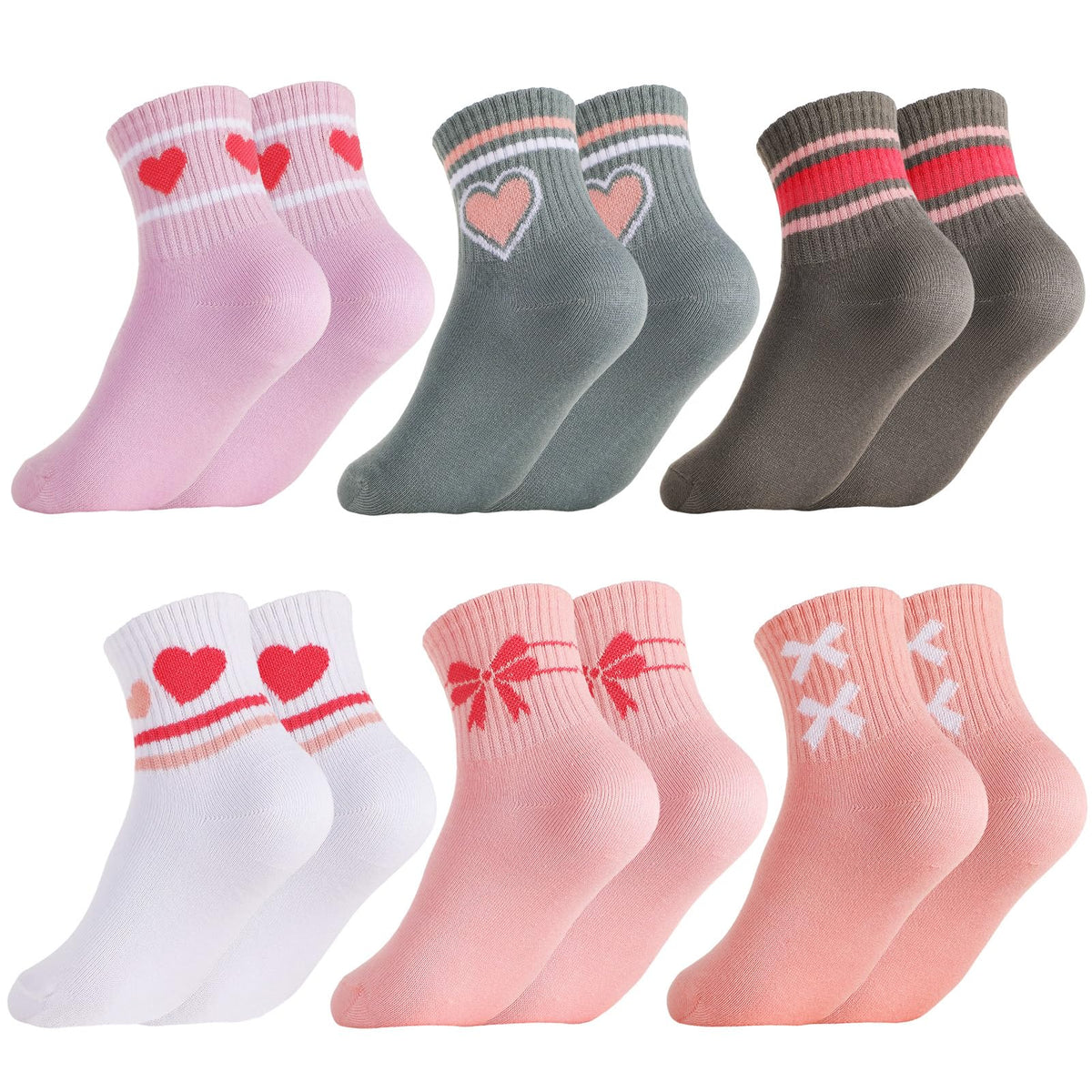 Kids Athletic Crew Socks for Girls Boys with Funny Prints