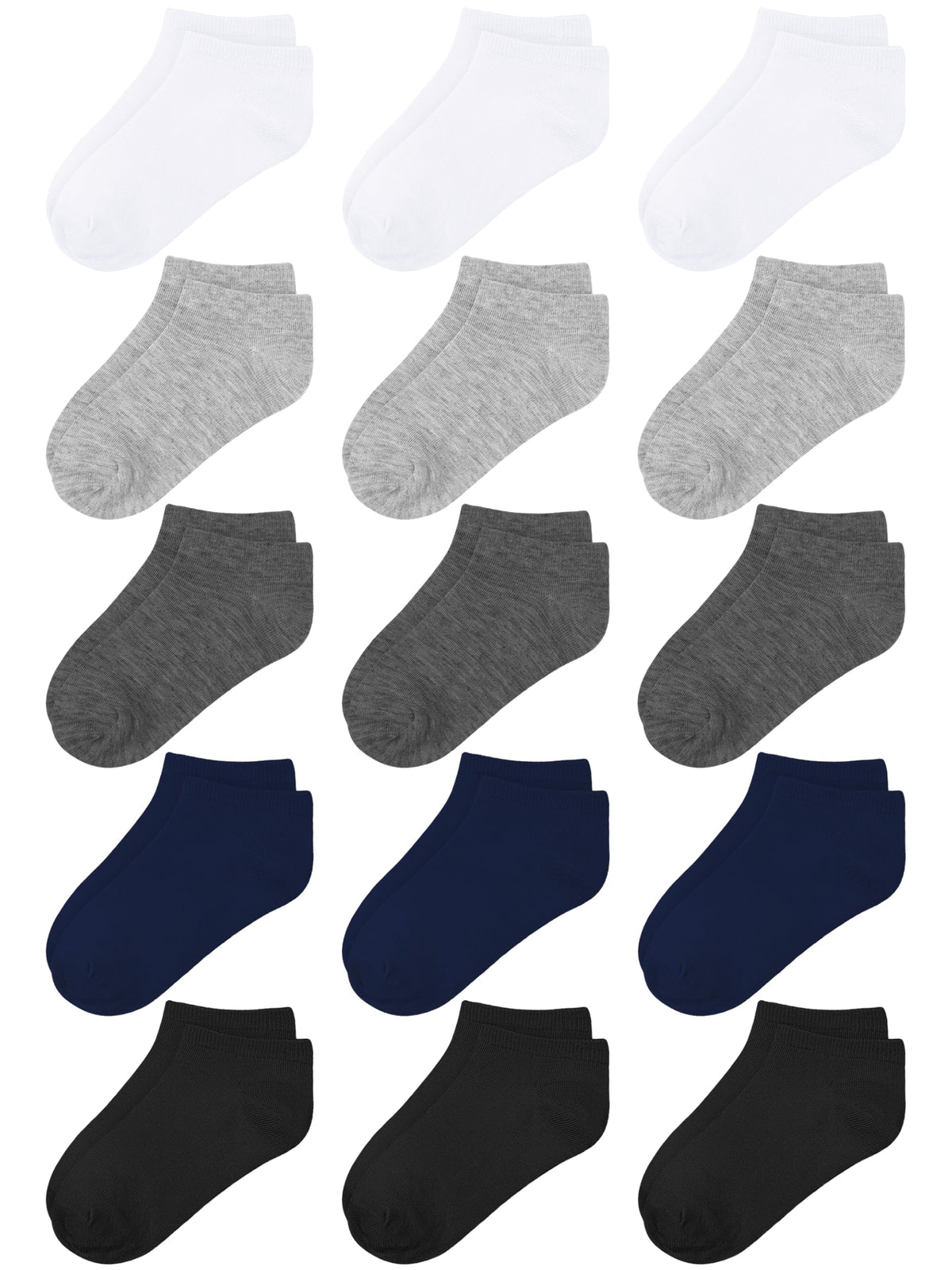 Cooraby 15 Pack Kids' Half Cushion Low Cut Athletic Ankle Socks Boys Girls Ankle Socks