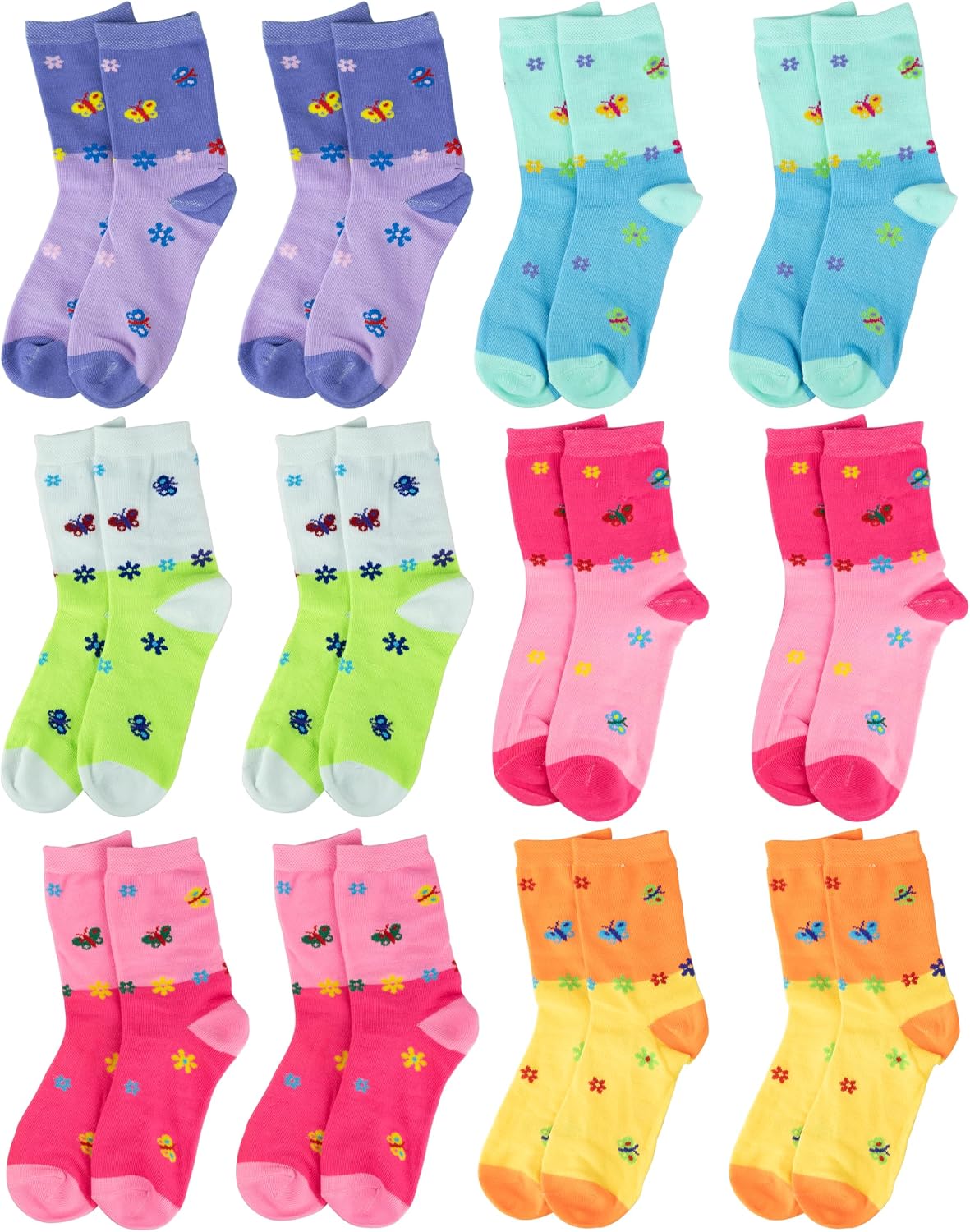 Gelante 12-Pack Girl Children Toddler Kids Cute Cotton Crew Novelty Socks