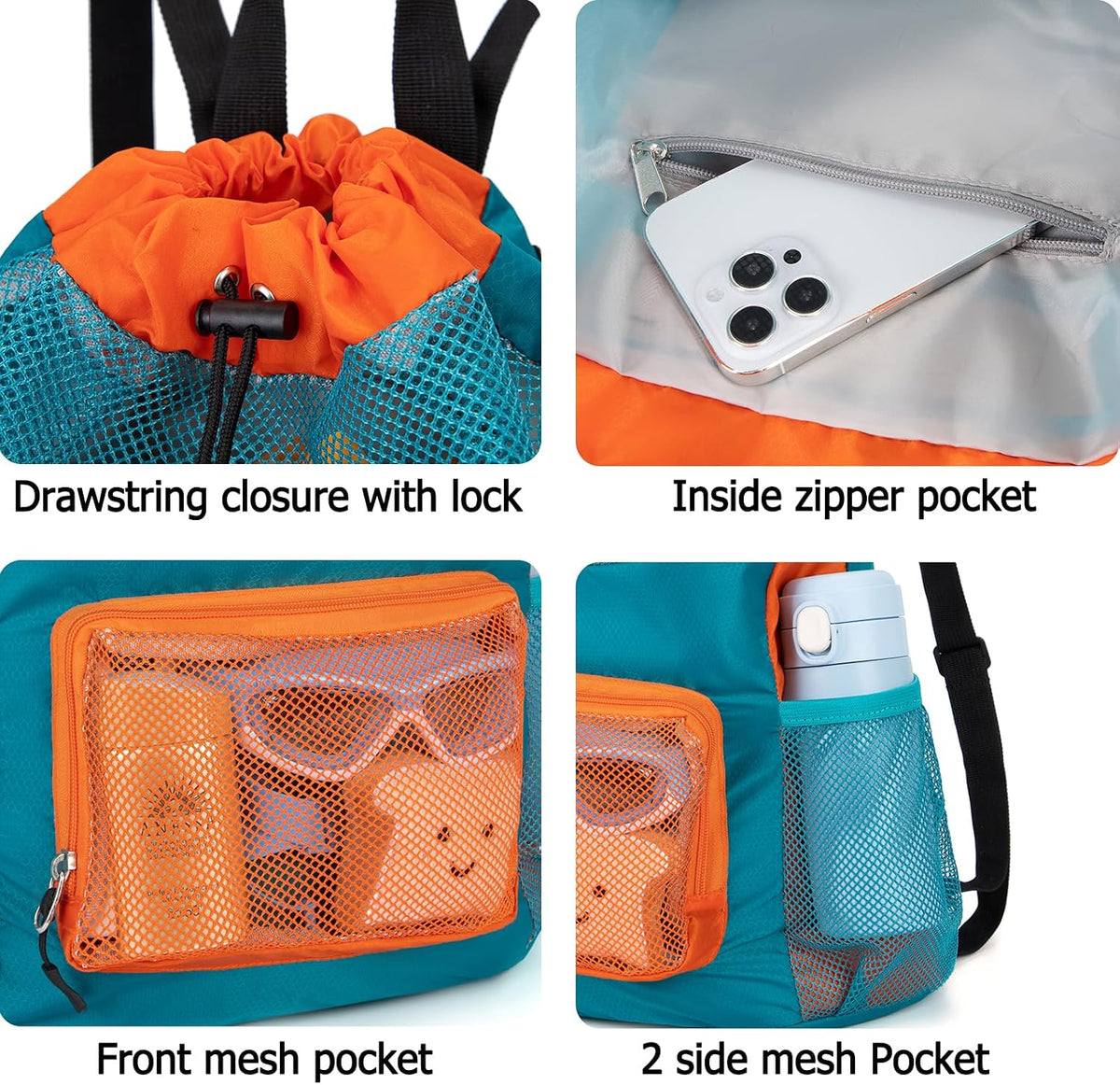 Swim Bag for Kids Mesh Drawstring Backpack for Boys Sport Gym Sackpack