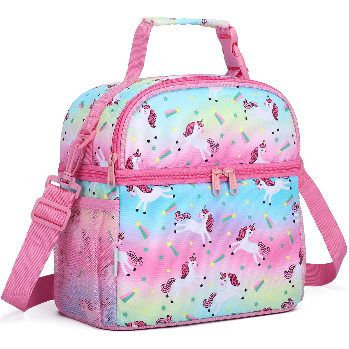 VASCHY Lunch Box Bag for Kids, Insulated Lightweight Lunch Box Tote for Toddler Girls School Daycare Kindergarten Pink Dino Print