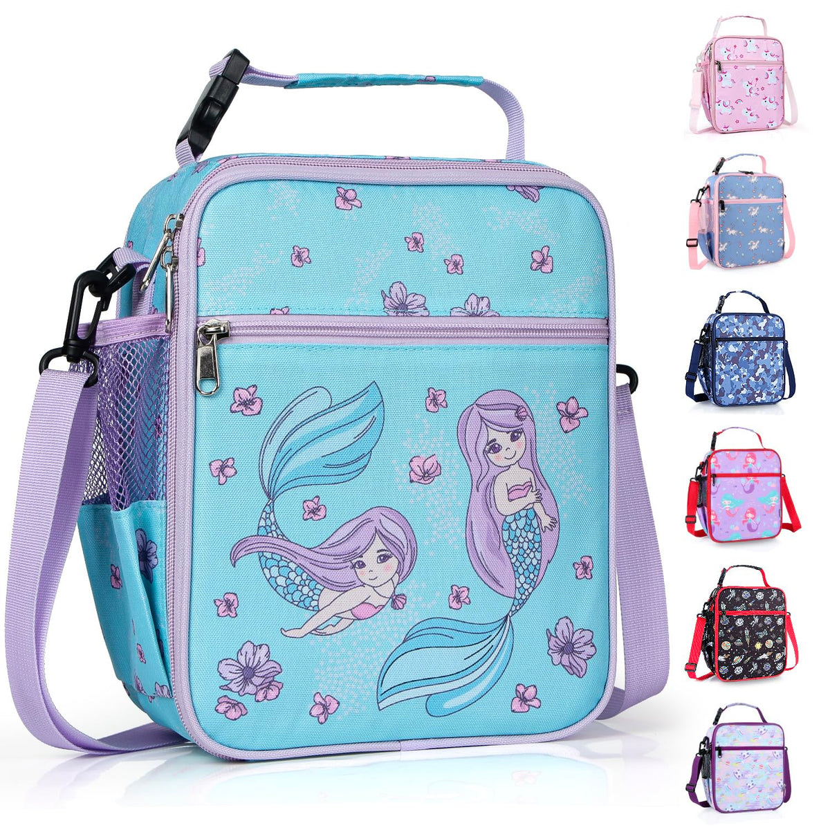 Kids Insulated Lunch Box Bag, Thermal Picnic Cool Bags with Adjustable Strap for Adults Children Women Men Boys Girls School Work (CAM-Blue)