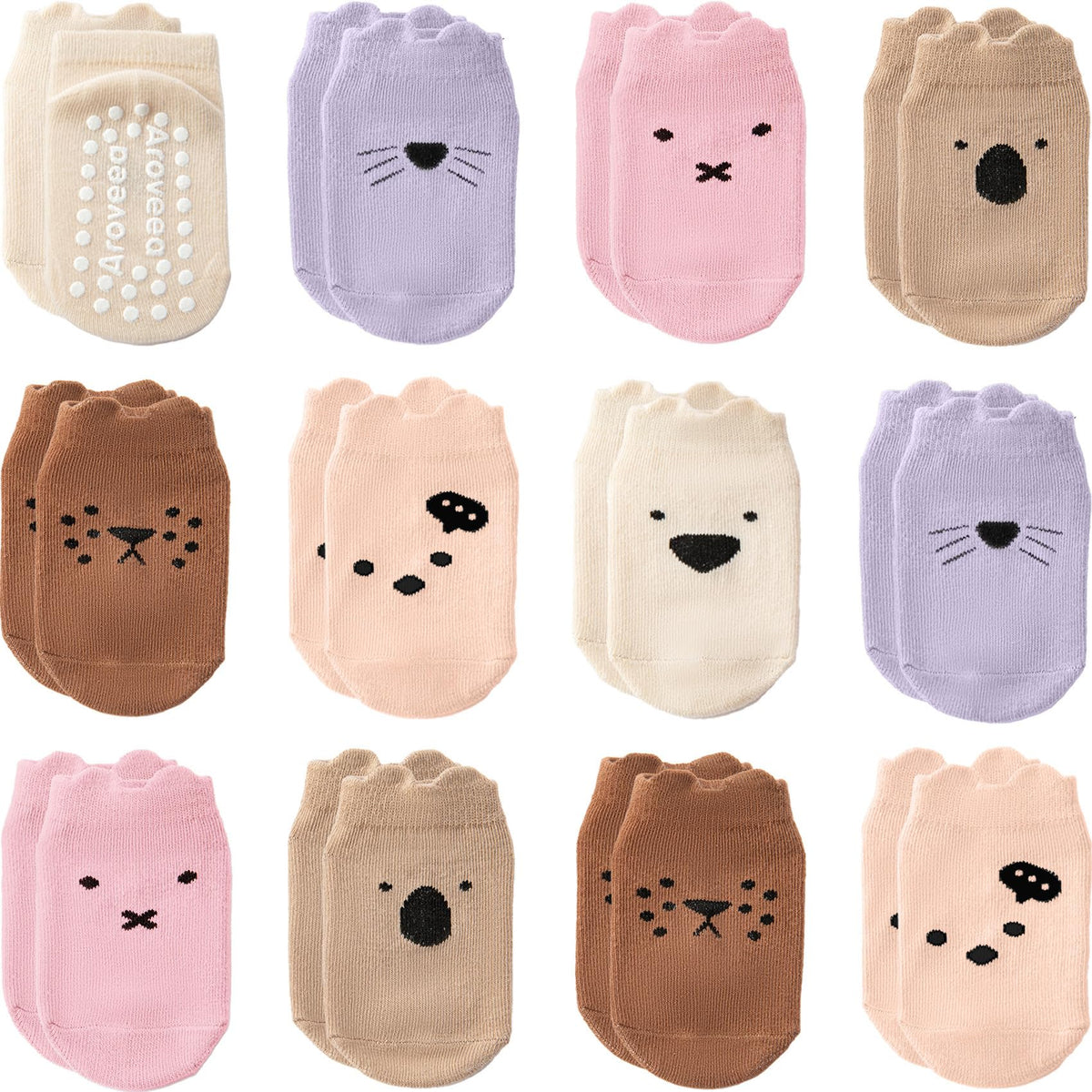 Baby Toddler Socks Grip Non Slip Boys Girls Kids Cotton 12 Pack Ankle Socks