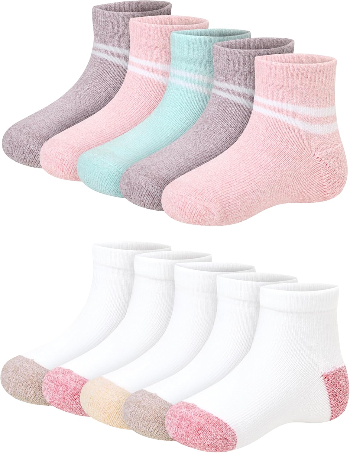Hanes Baby Ankle and Low Cut Socks, 12-pack, Pure Comfort Socks for Infant & Toddler Girls and Boys - Organic Cotton Blend