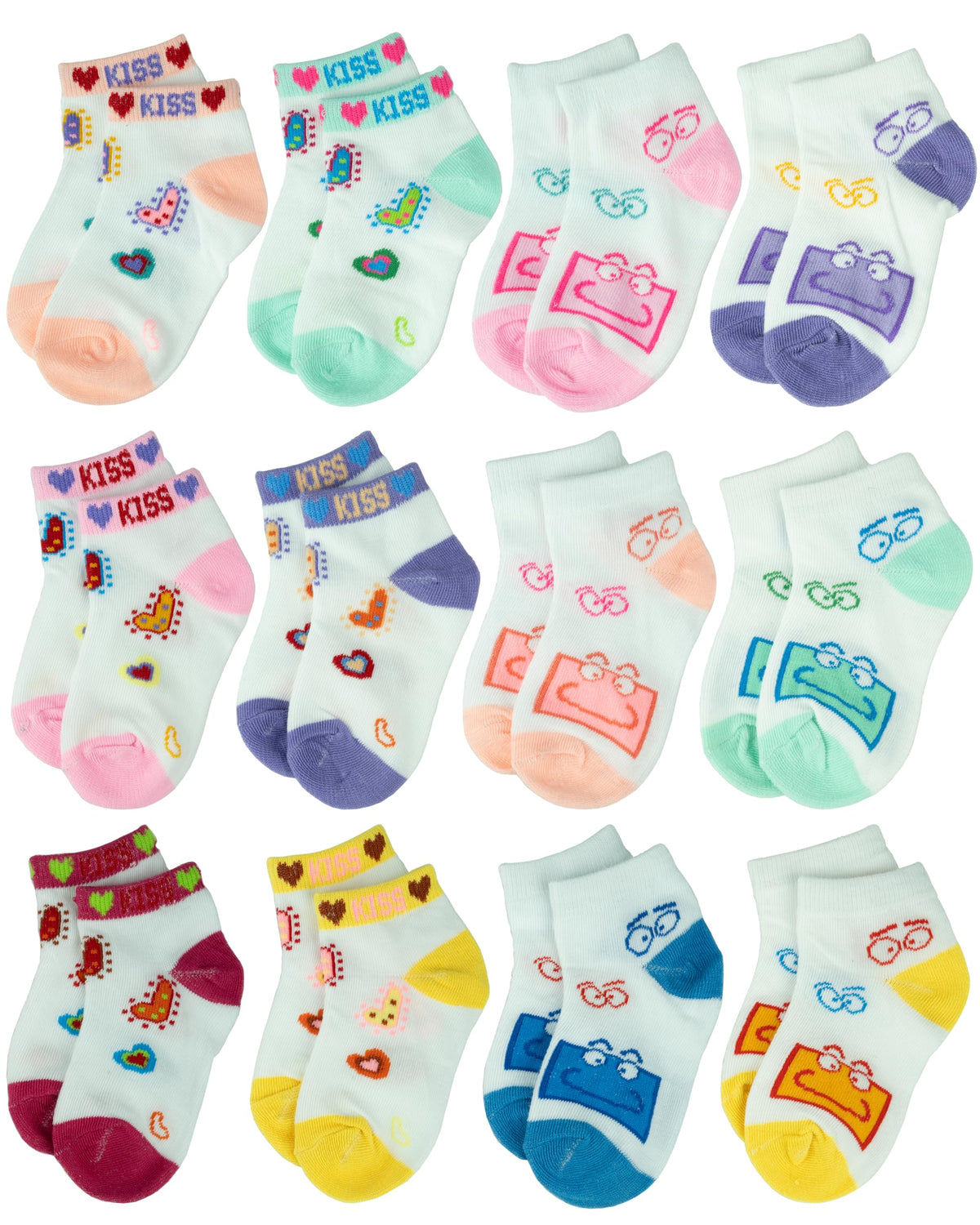 Gelante 12 Pairs Girl Children Toddler Kids Cotton Ankle Socks