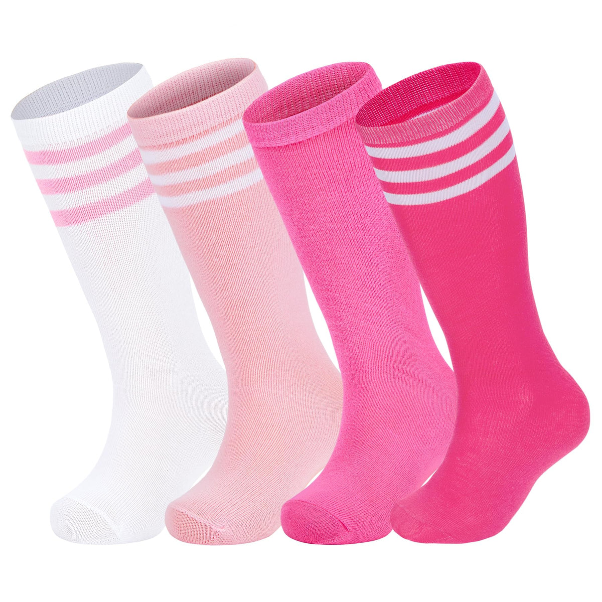 Zando 4 Pairs Kids Soccer Socks Athletic Youth Boys Girls Knee High Socks