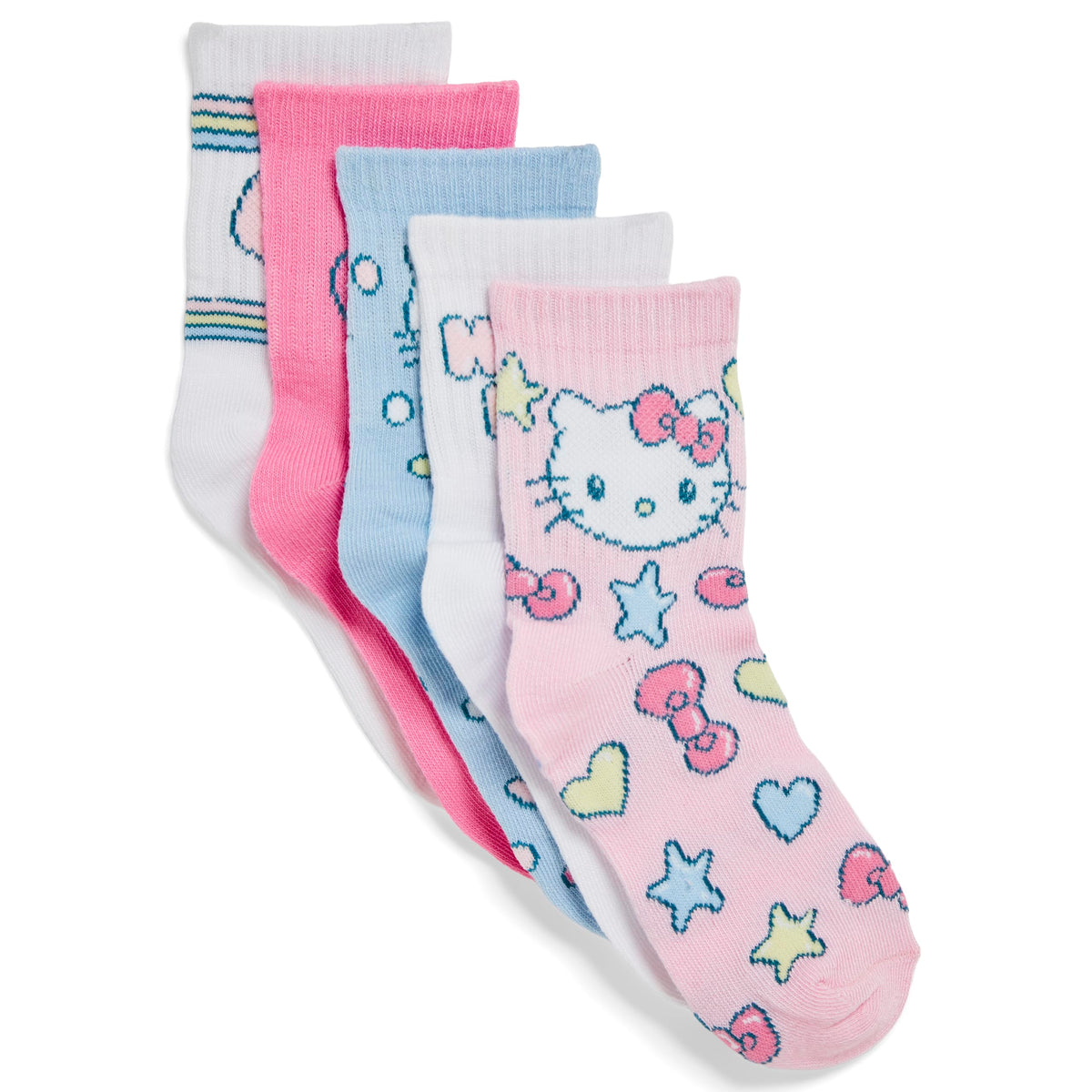 Hello Kitty girls 5 Pack Mid Crew Socks