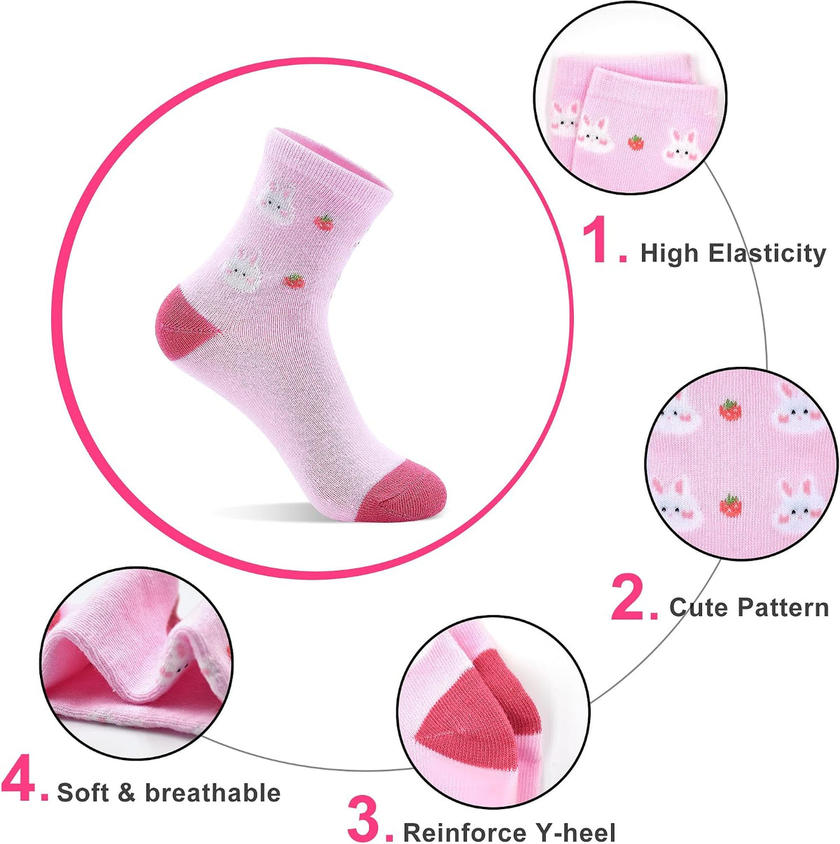 12 Pairs Girls Socks, Novelty Socks for Toddler Girls Aged 1-7