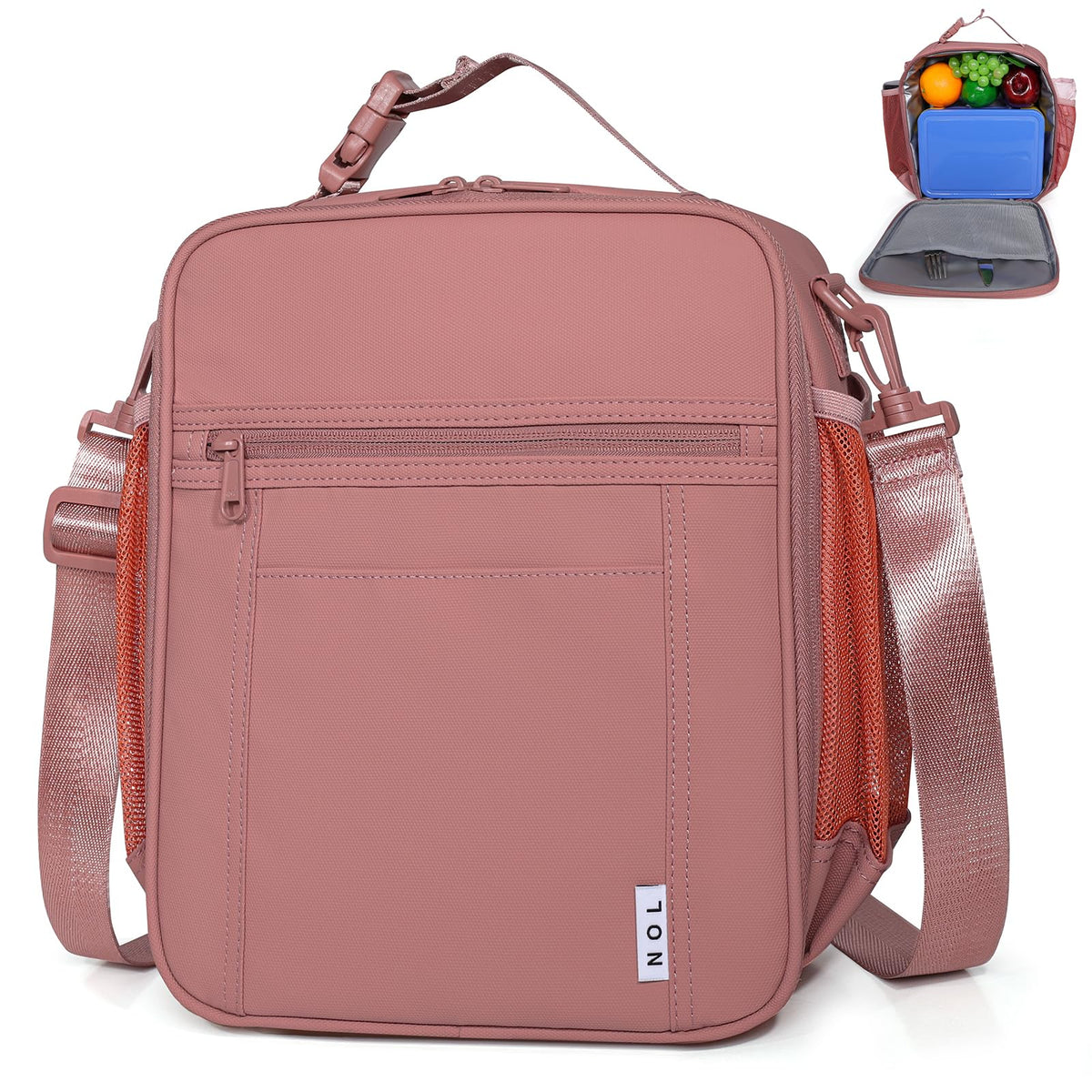 NOL Lunch Bag for Children Adult Insulated Lunch box Waterproof Cooler Reusable Zip Closure with Buckle Handle Holds for Snacks & Water Bottle School Work, Light blue