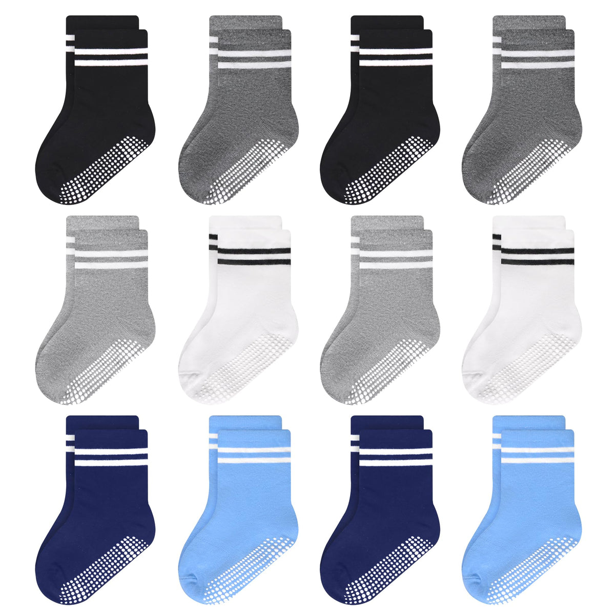 ELUTONG Toddler Socks with Grips Anti Slip Ankle Socks 12 Pairs for 1-7 Years Boys Girls Kids Infant Baby