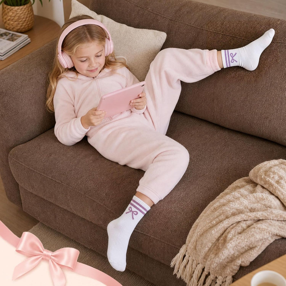 Kids Athletic Crew Socks for Girls Boys with Funny Prints