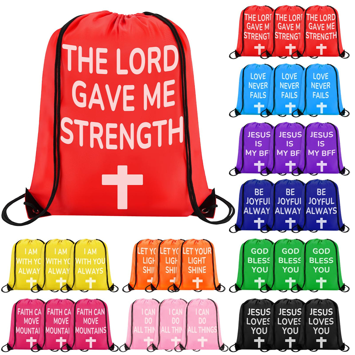 VZZNN 30 Pcs I Am a Child of God Drawstring Backpacks,Christian Gift Bags