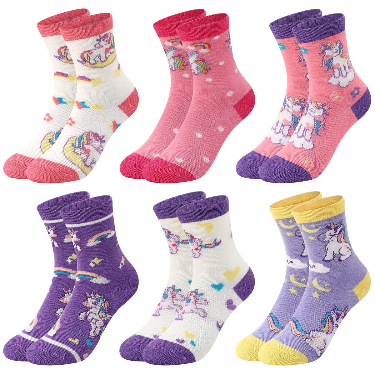 Jspupifip 6 Pairs Girls Crew Athletic Socks
