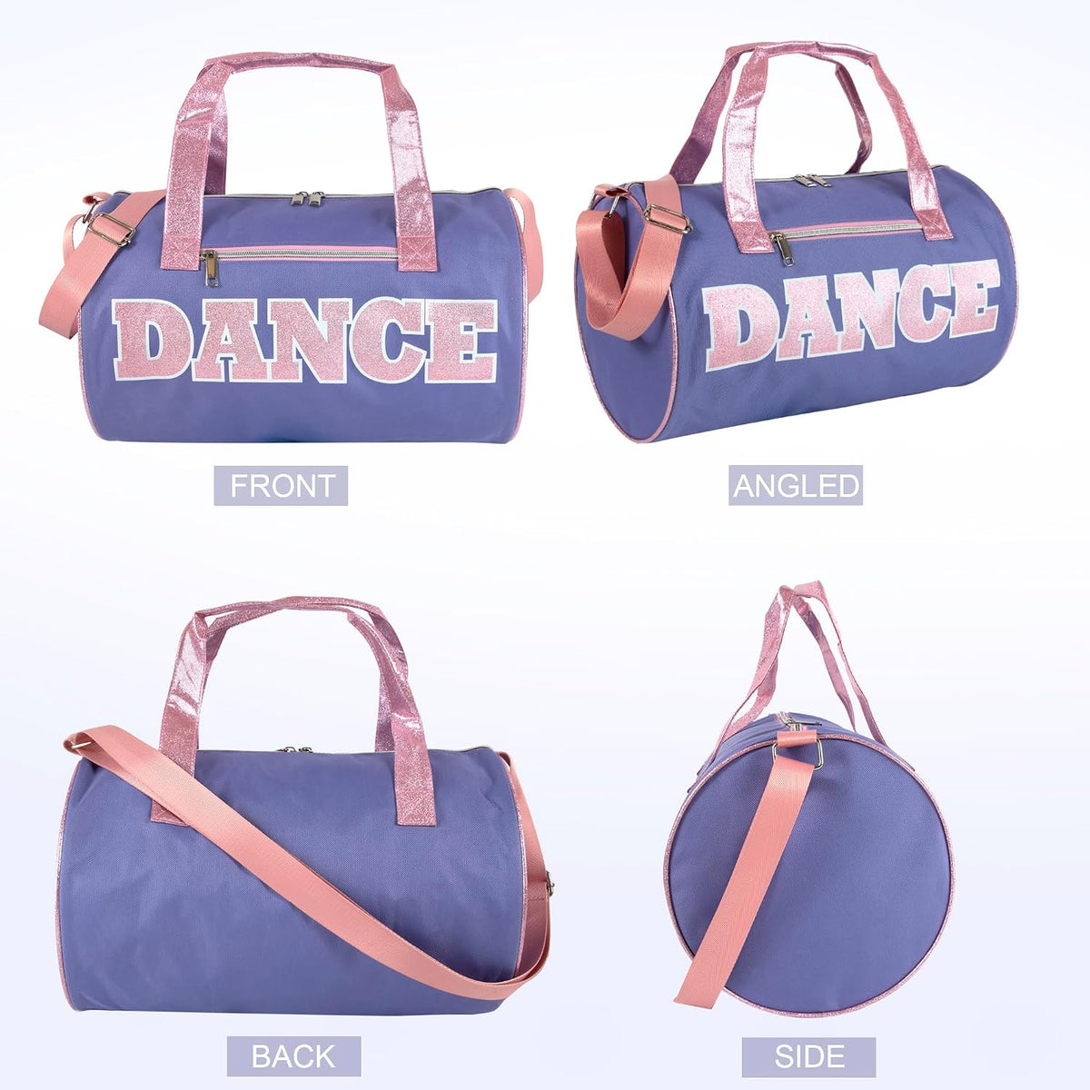 Dance Duffle Bags for Dancers, Girls, Teens, and Student Athletes, Fun Dance Workout Duffel Bag for Girls and Boys (Purple/Pink)