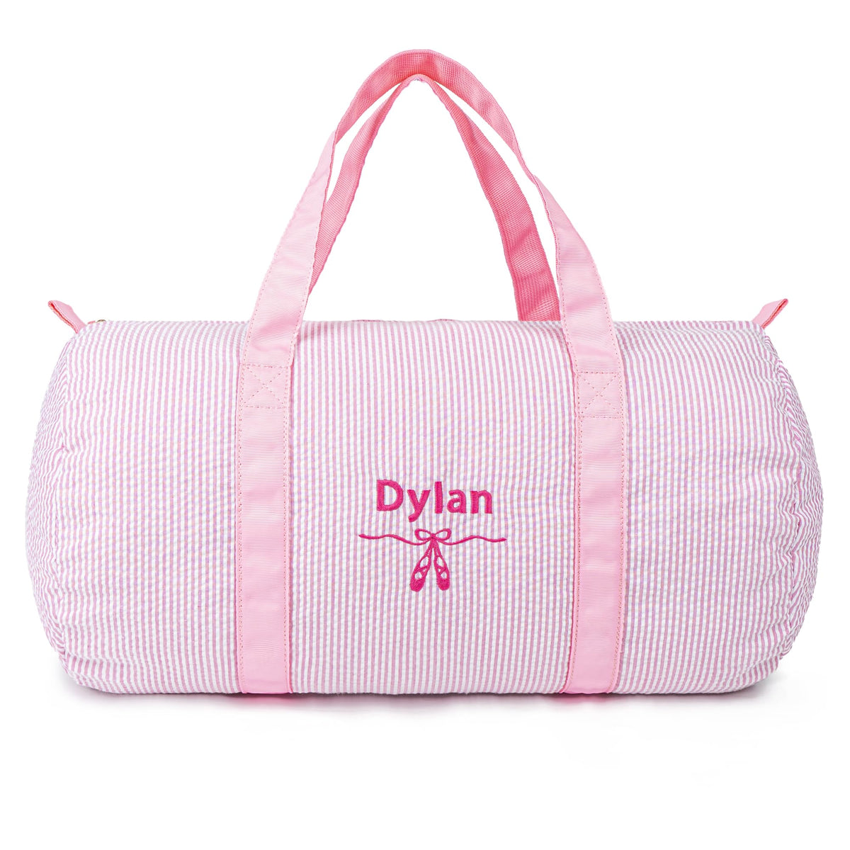 MT WORLD Personalized Duffle Bag for Kid Seersucker Cloth Overnight Duffel Bag with Name Toddler Travel Bag Custom Weekender Bag Child Small Sports Gym Ballet Dance bag Little Girls Boys (Light Blue)