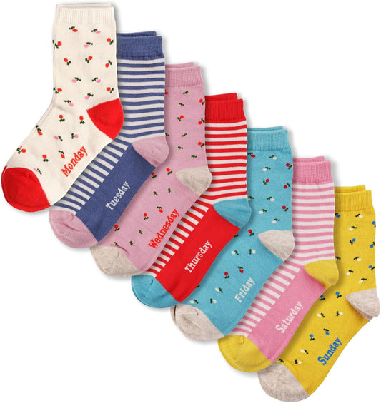 COTTON DAY 7 Days of the Week Kids Girls Cute Fashion Design Socks Gift Box