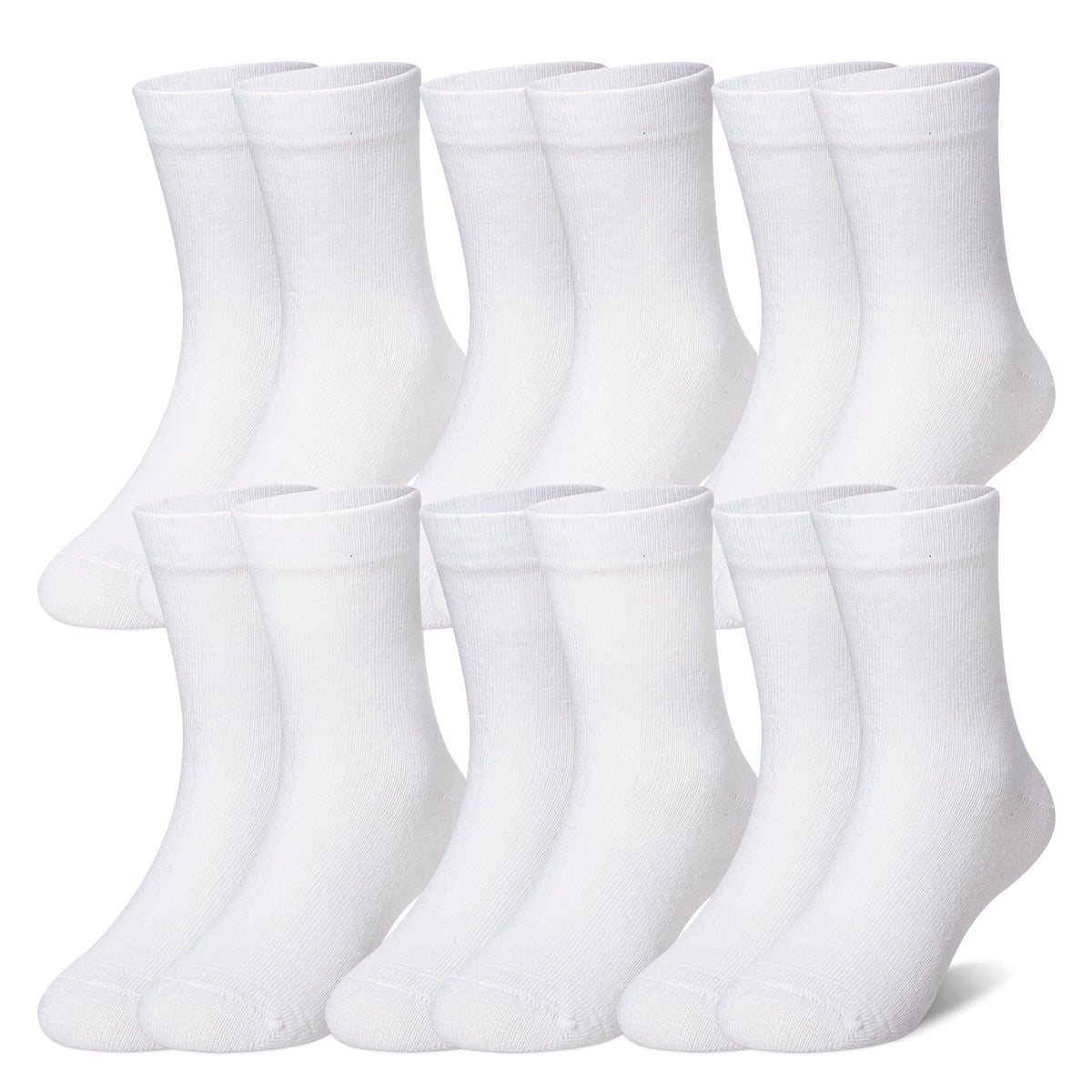 Eocom Girls Socks Little Kids Crew Socks Cotton Cute Youth Dress Socks 6 Pairs