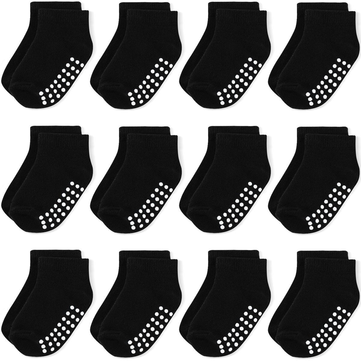 Baby Non-Slip Ankle Socks 12 Pack Soft Cotton for Infant Toddlers Girl Boy
