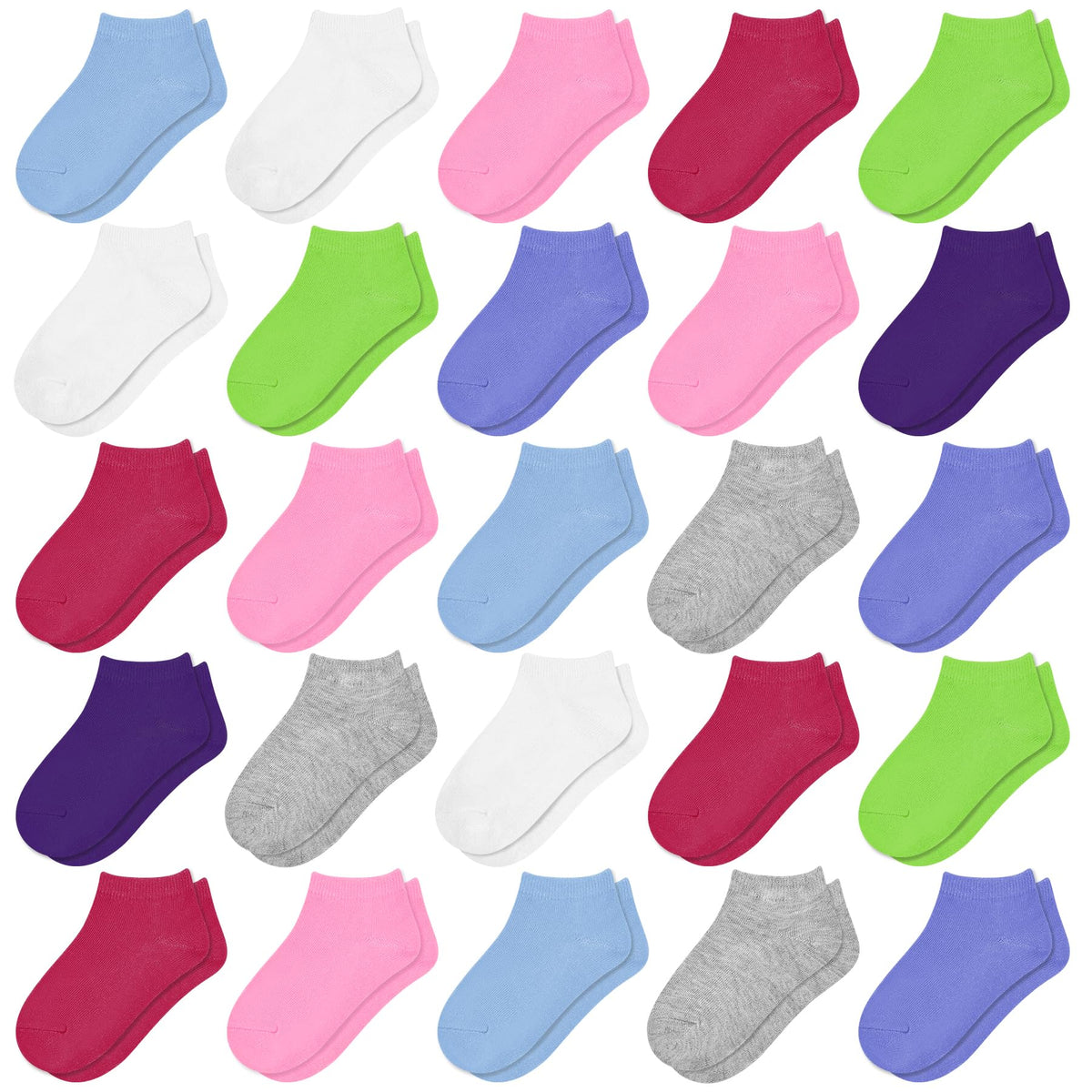 25 Pairs Toddler Girls Ankle Socks Soft Low Cut for Kids Aged 1-14