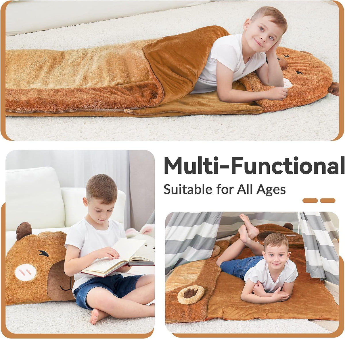 iPlay, iLearn Kid Capybara Sleeping Bag, Toddler Boys Girls Daycare Nap Mat
