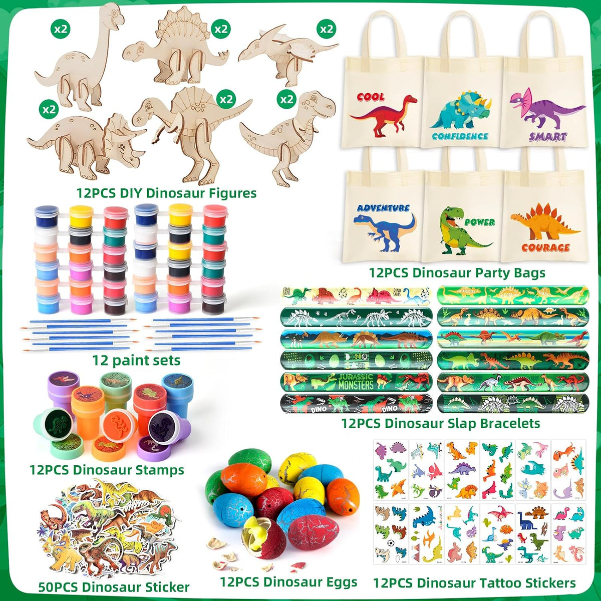 146pcs Dinosaur Party Favors - Dinosaur Birthday Party Supplies & Non-woven Goodie Bags for Kids Birthday, Dino Themed Party Decorations Gifts Pinata Fillers Stuffers Toys