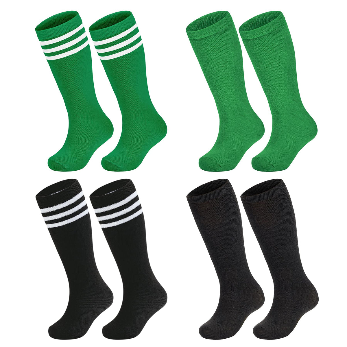 Zando 4 Pairs Kids Soccer Socks Athletic Youth Boys Girls Knee High Socks