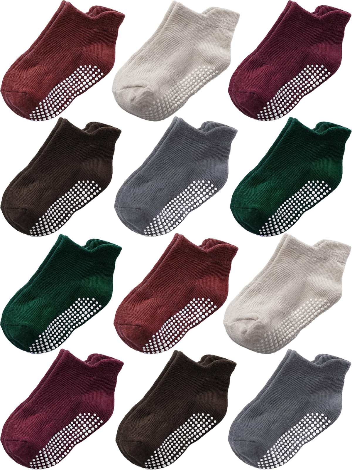 Baby Toddler Socks Grip Non Slip Boys Girls Kids Cotton 12 Pack Ankle Socks