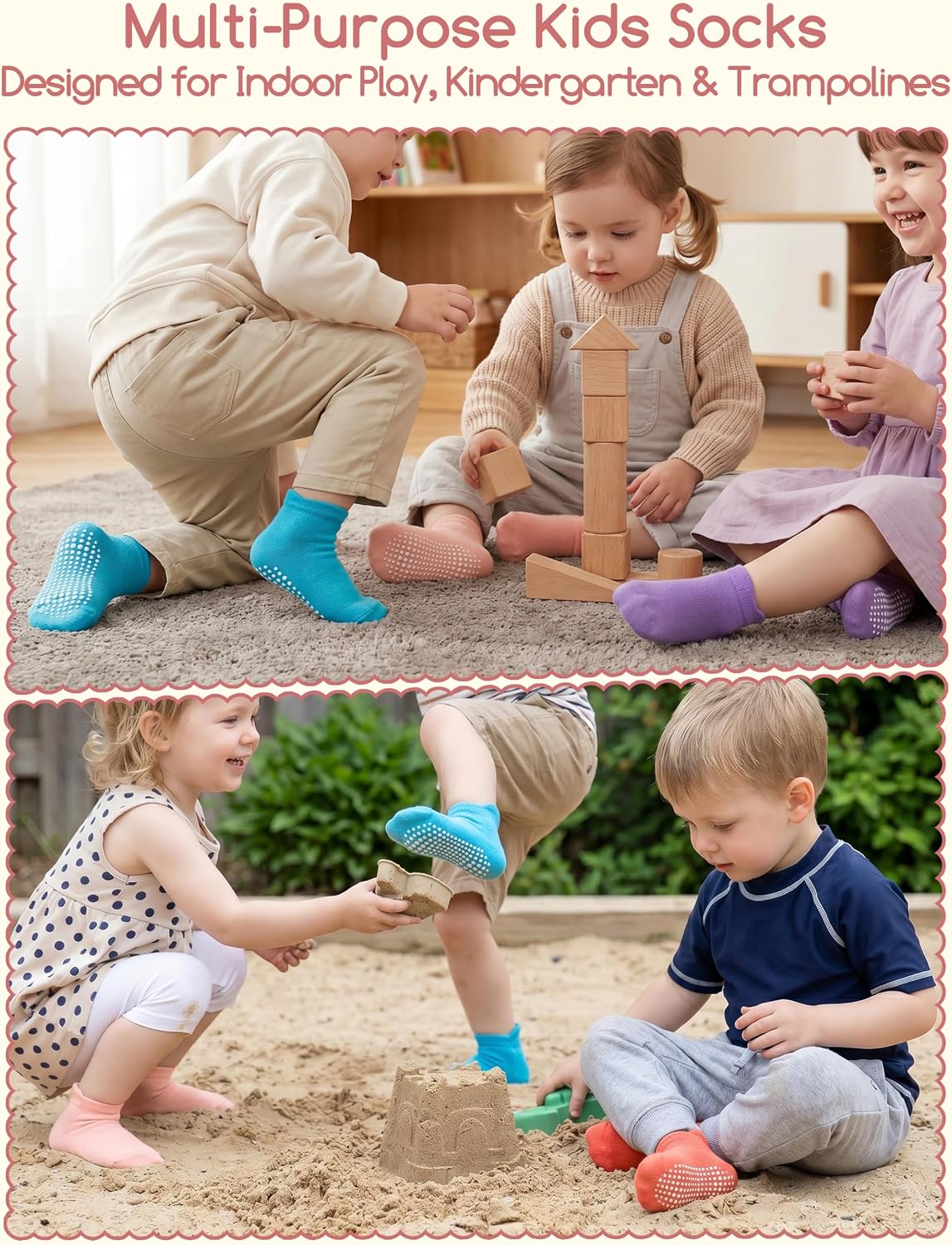 Aroveea Toddler Socks Non Slip Grip Baby Girls Kids Ankle Cute 12 Pack