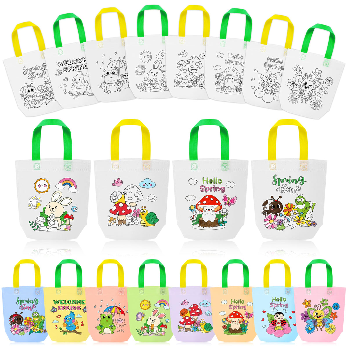 24Pcs Cartoon Coloring Goodie Bags for Kids Party Favor Classroom Reward