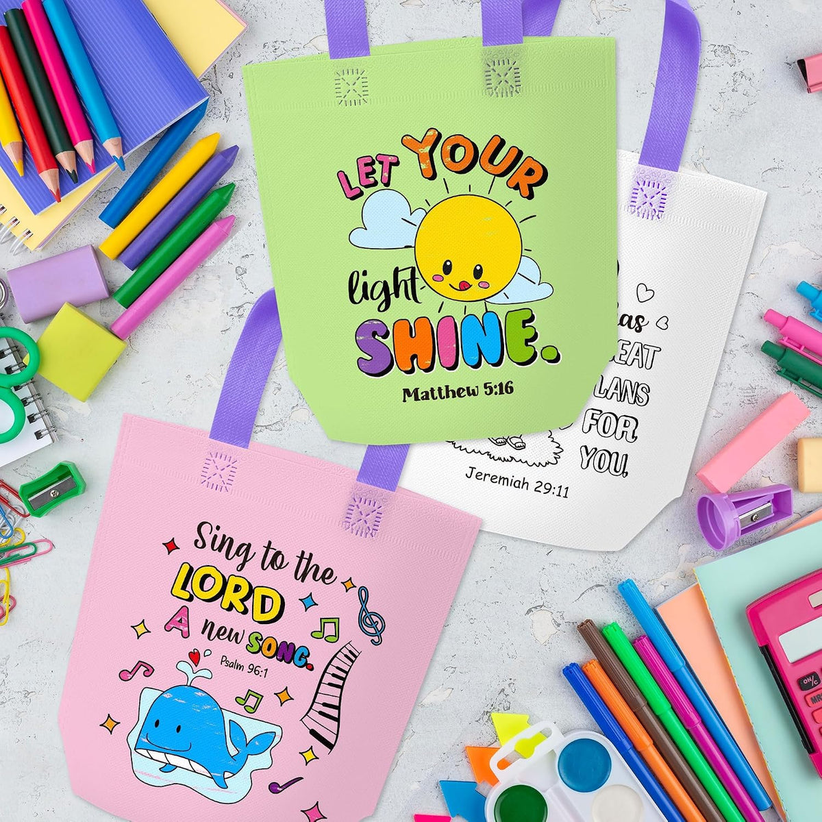 24Pcs Cartoon Coloring Goodie Bags for Kids Party Favor Classroom Reward