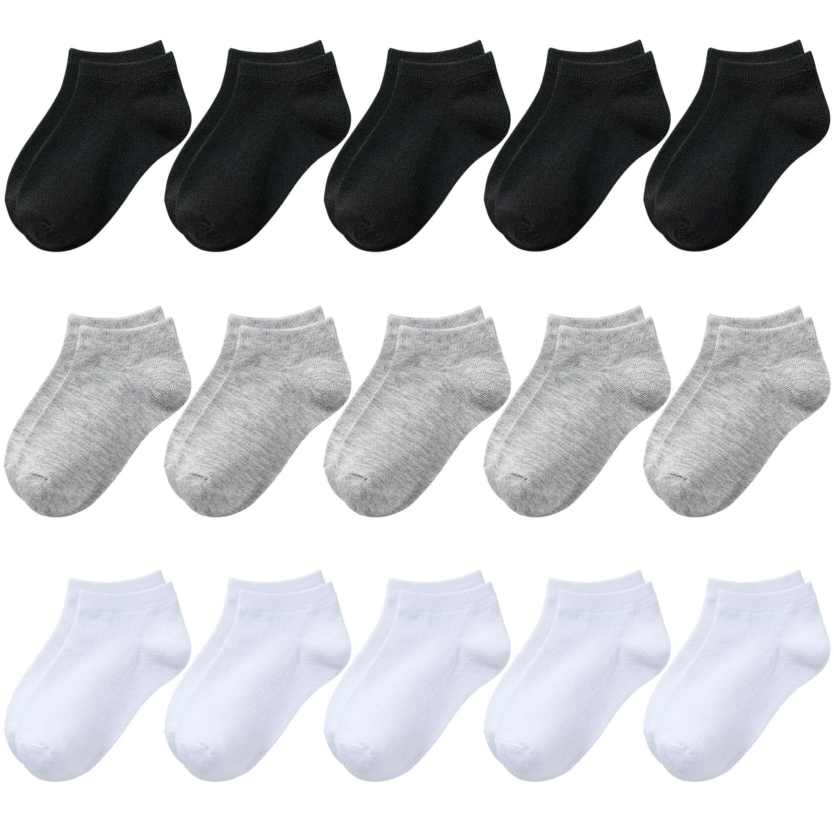 BOOPH 15Pcs Kids Socks for Boys Girls Cushion Low Cut Athletic Ankle Socks