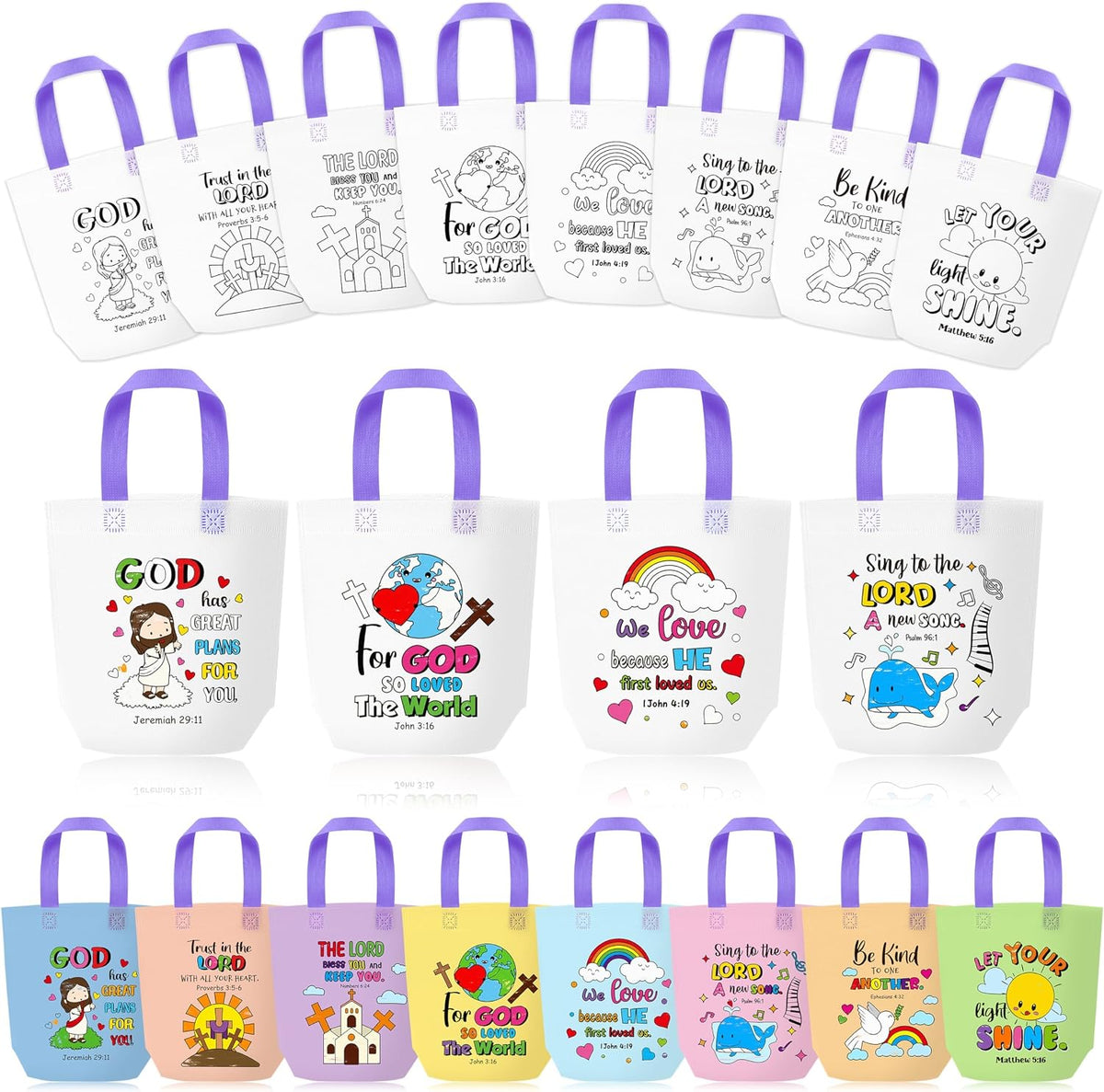 24Pcs Cartoon Coloring Goodie Bags for Kids Party Favor Classroom Reward