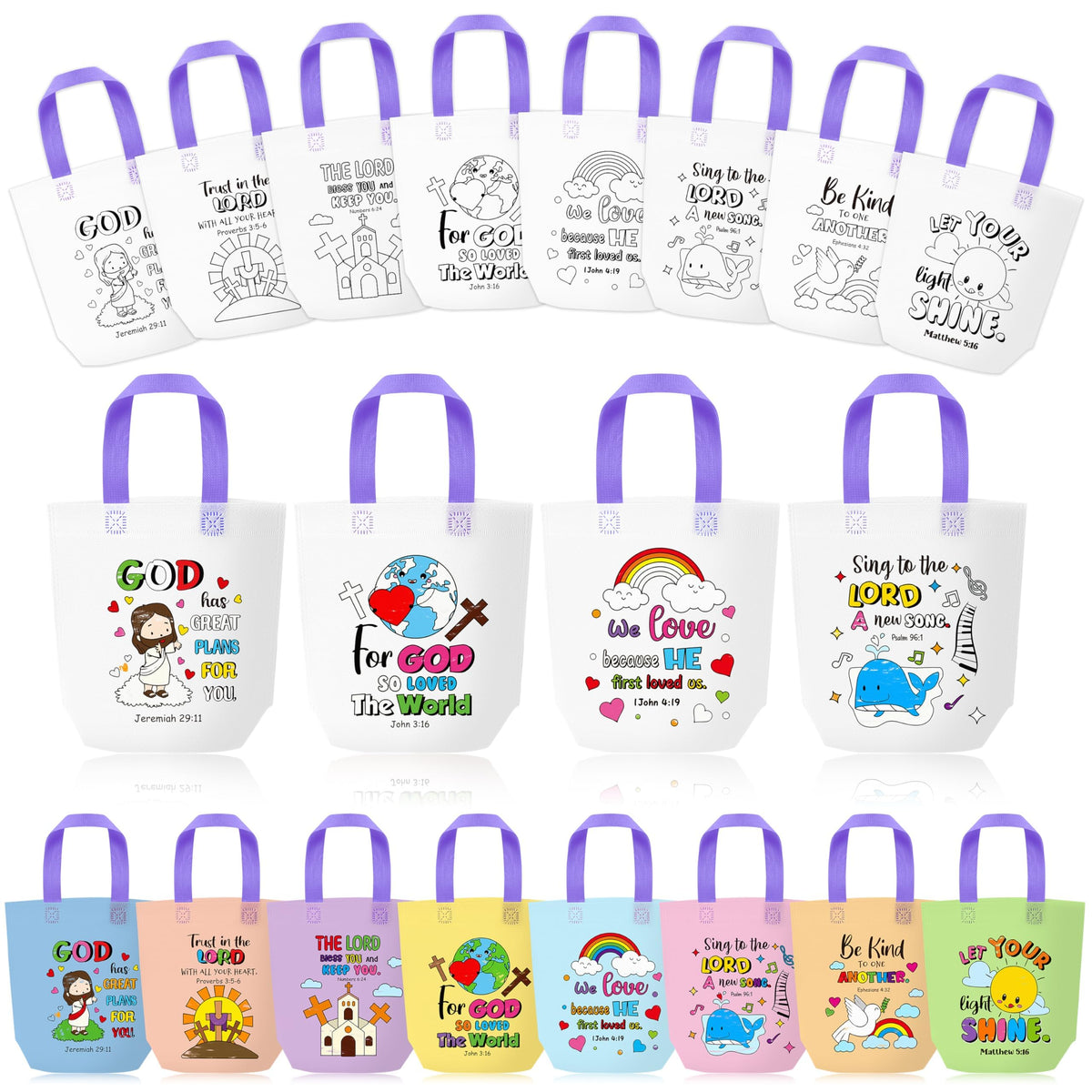 24Pcs Cartoon Coloring Goodie Bags for Kids Party Favor Classroom Reward